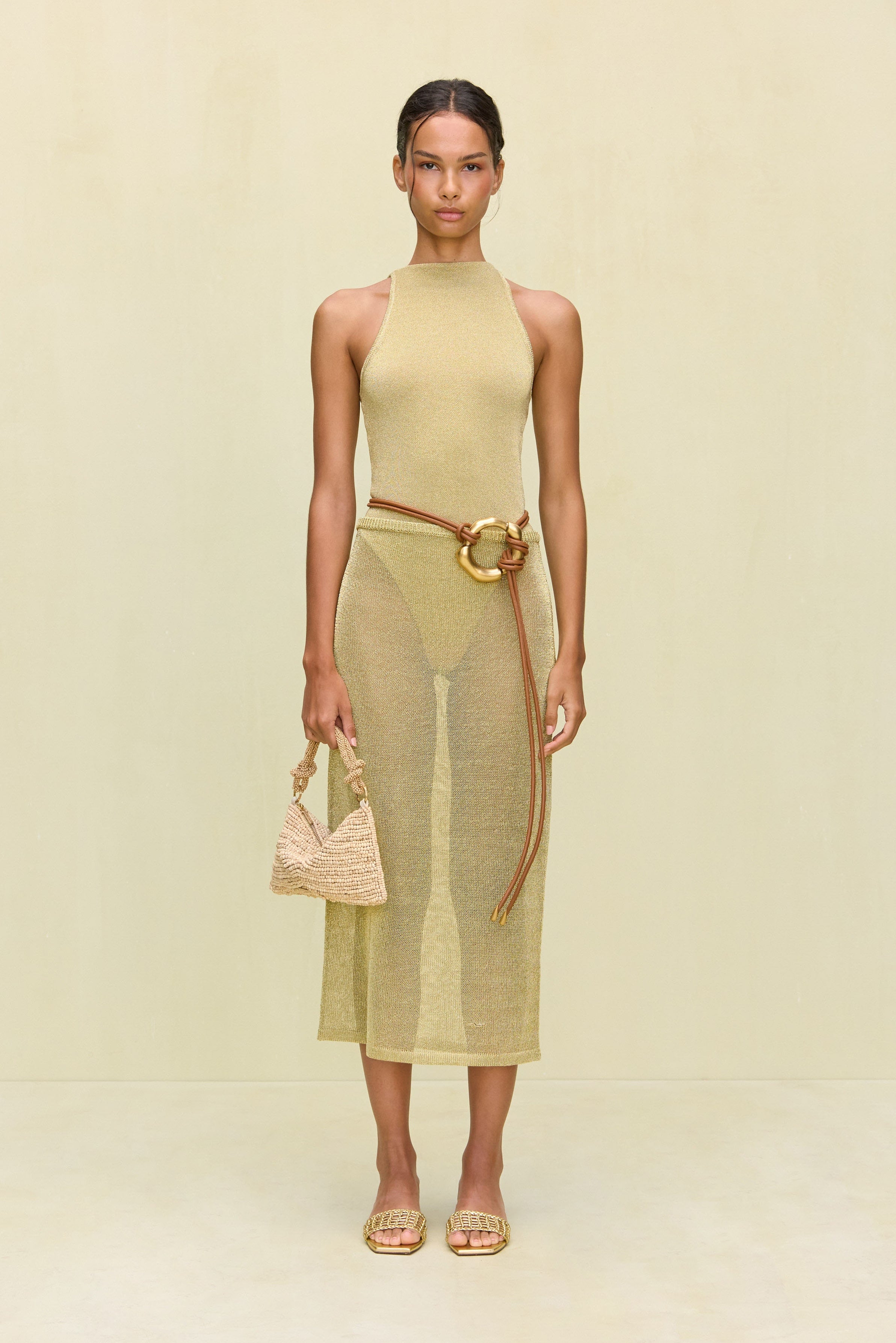 ANURA KNIT SKIRT - GOLD