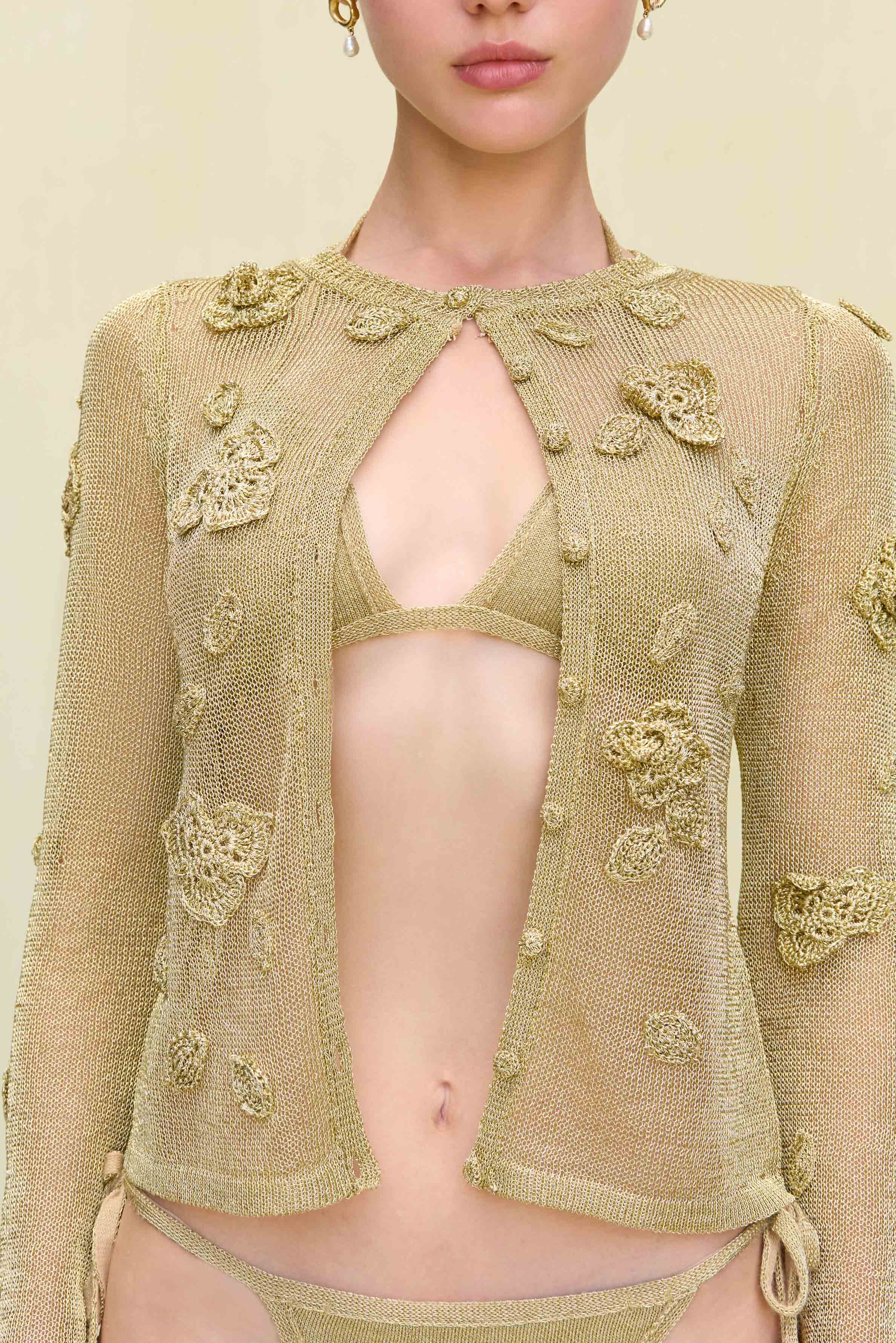 KASH KNIT CARDIGAN - GOLD