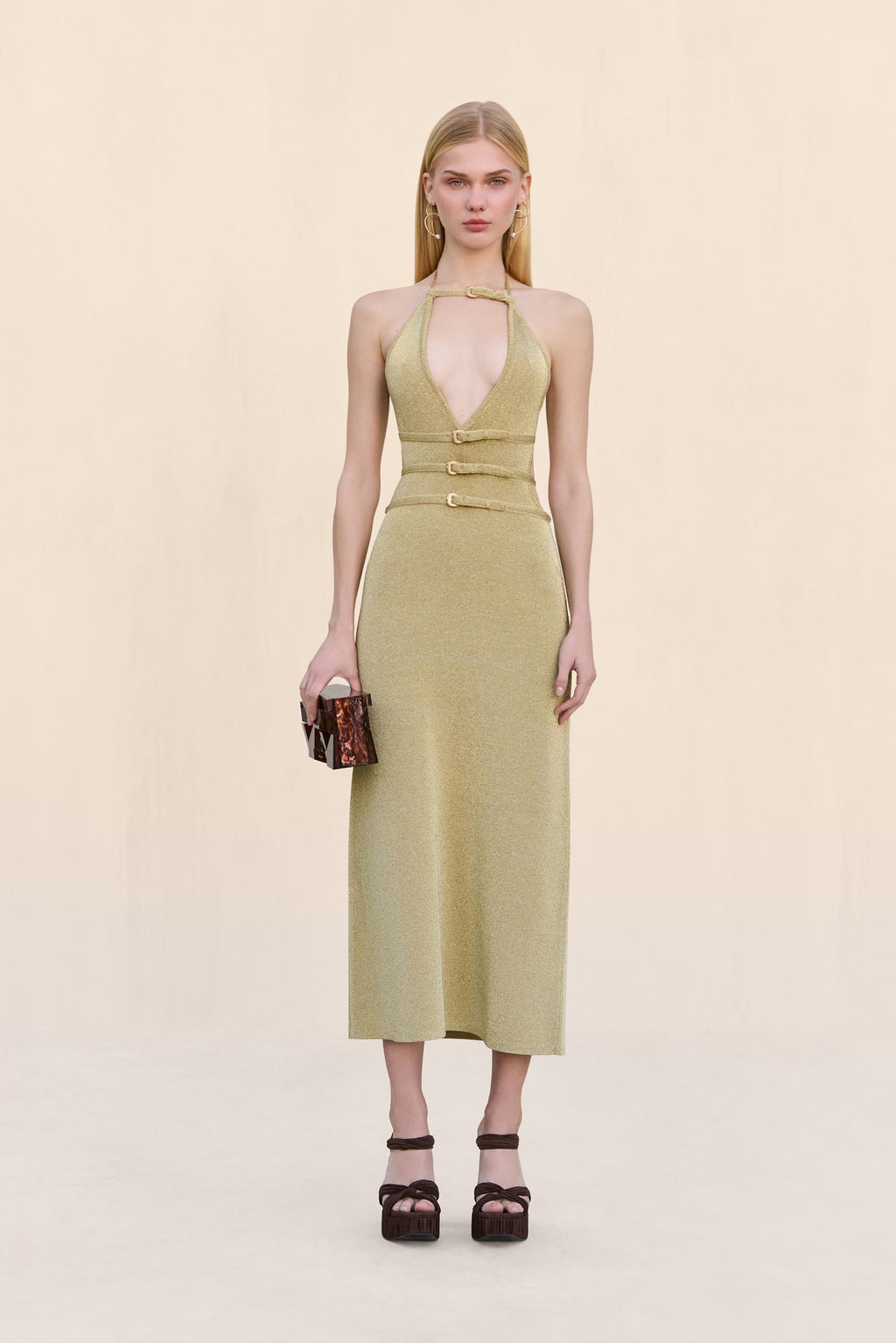 EVALEIGH KNIT DRESS - GOLD