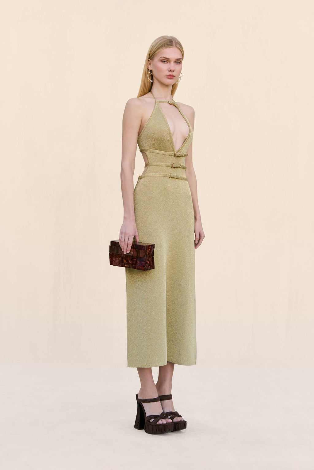 EVALEIGH KNIT DRESS - GOLD