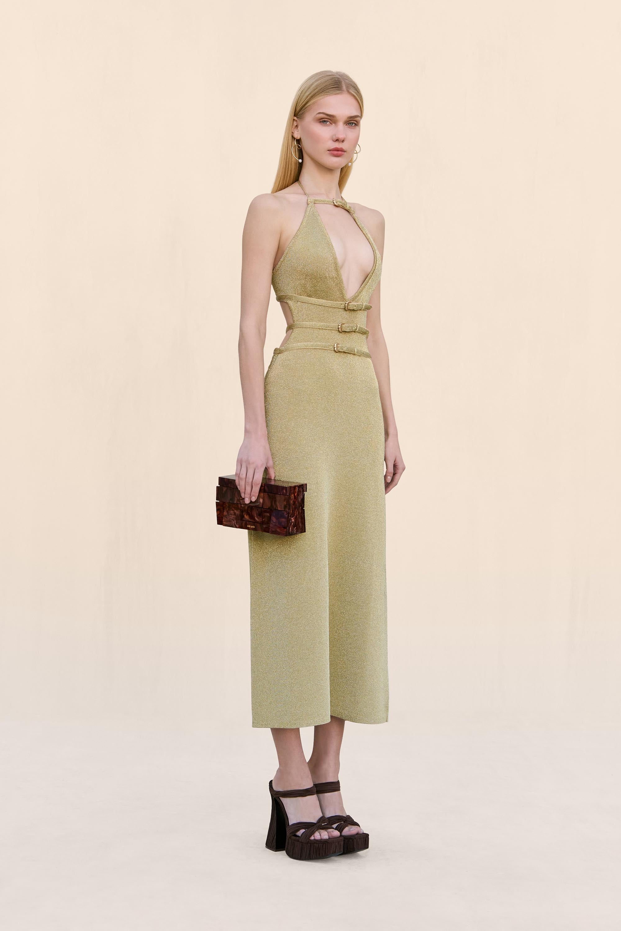 EVALEIGH KNIT DRESS - GOLD