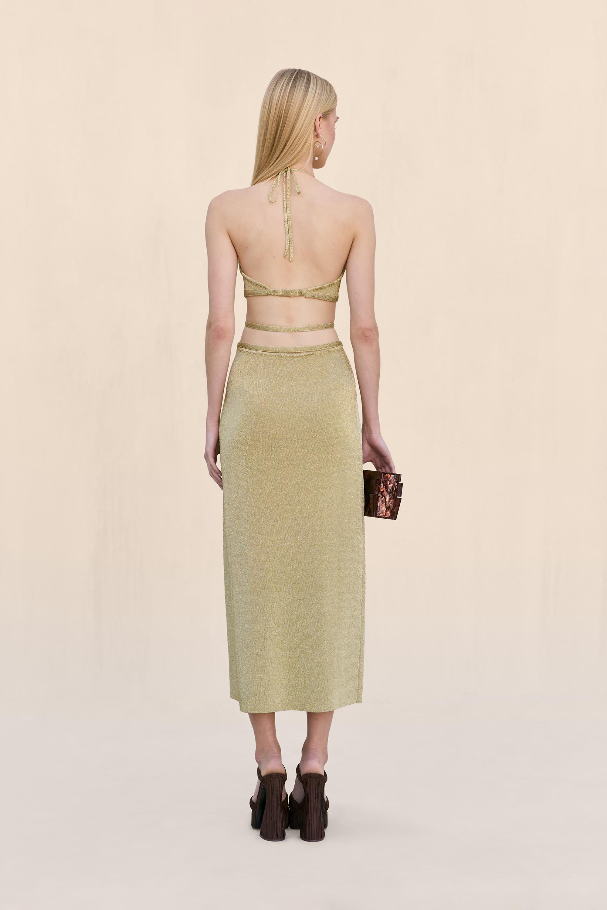 EVALEIGH KNIT DRESS - GOLD