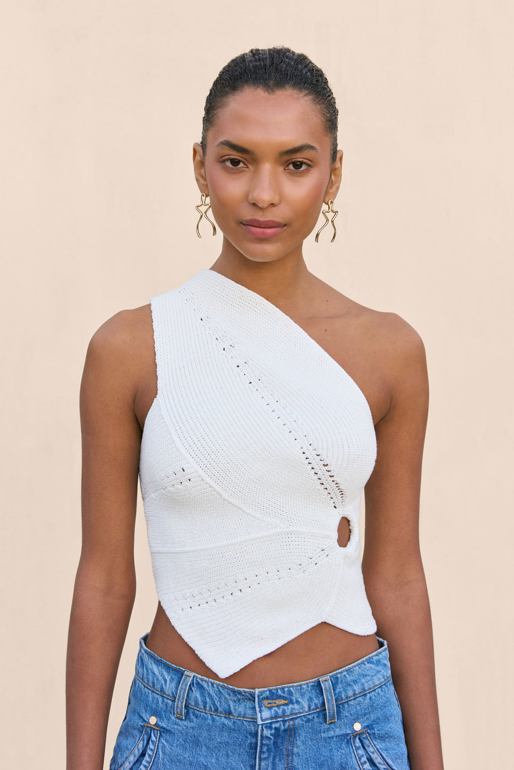 DENEUVE KNIT TOP - OFF WHITE