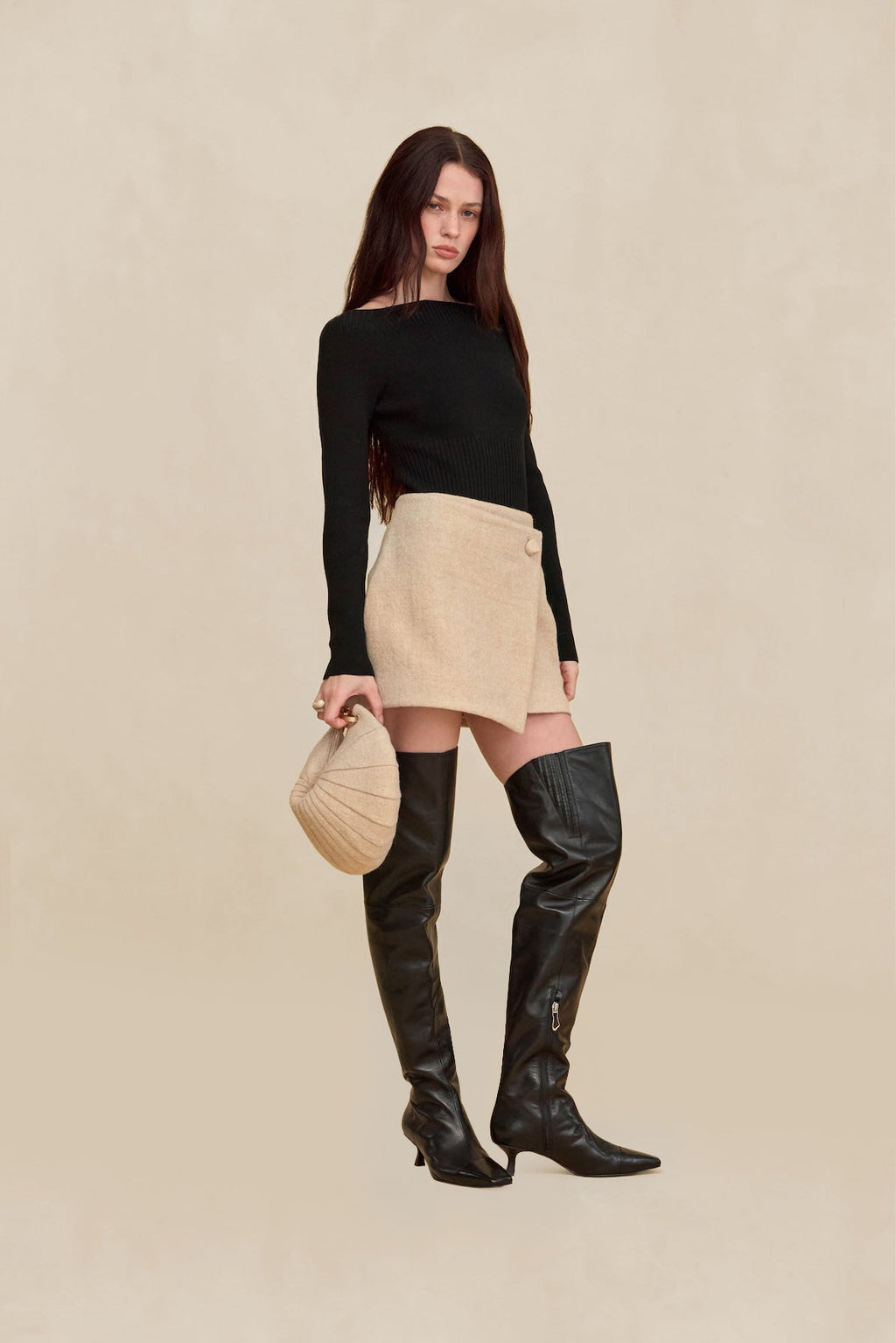 LOTTIE BODYSUIT SWEATER - BLACK