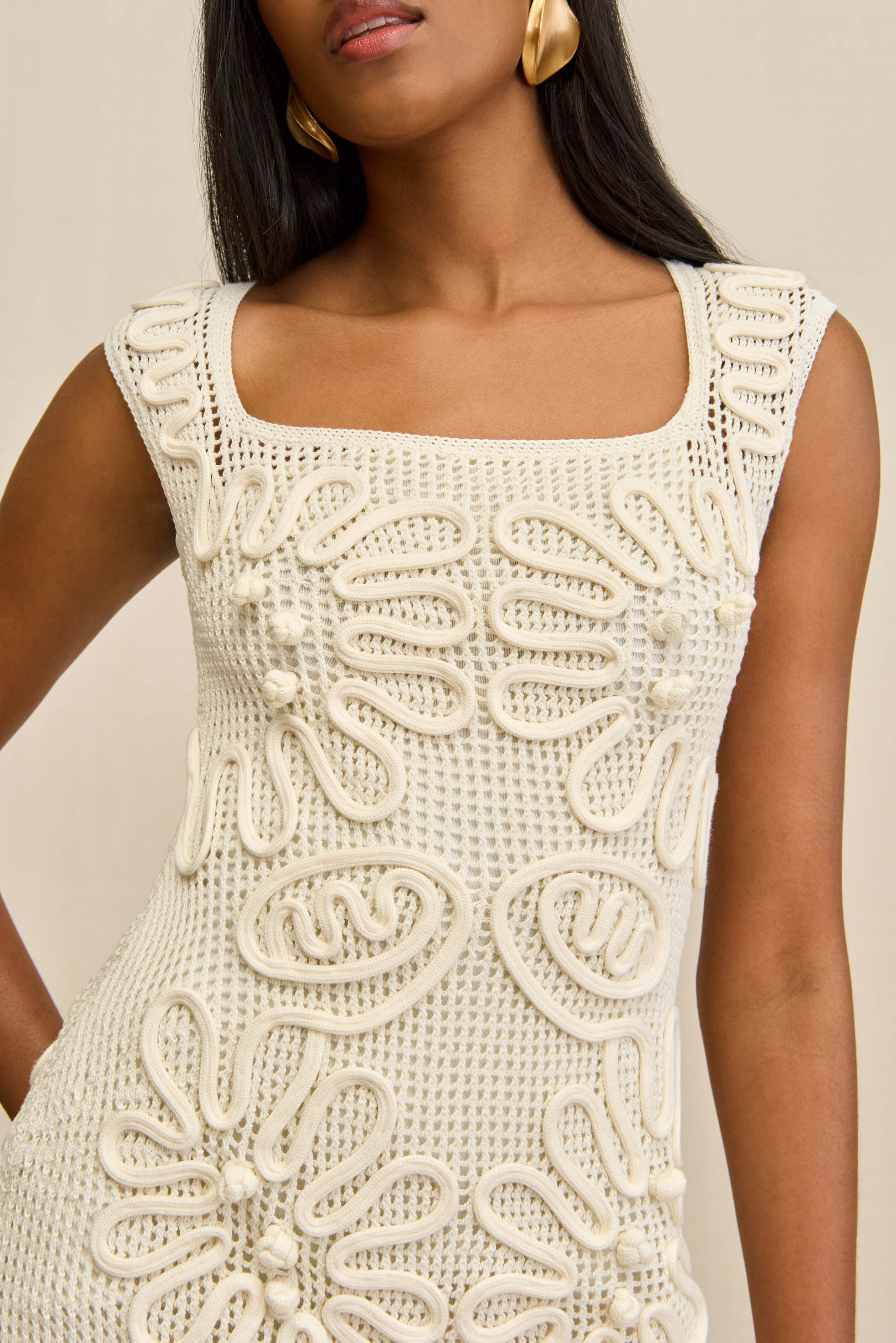 CHIMI KNIT DRESS - OFF WHITE