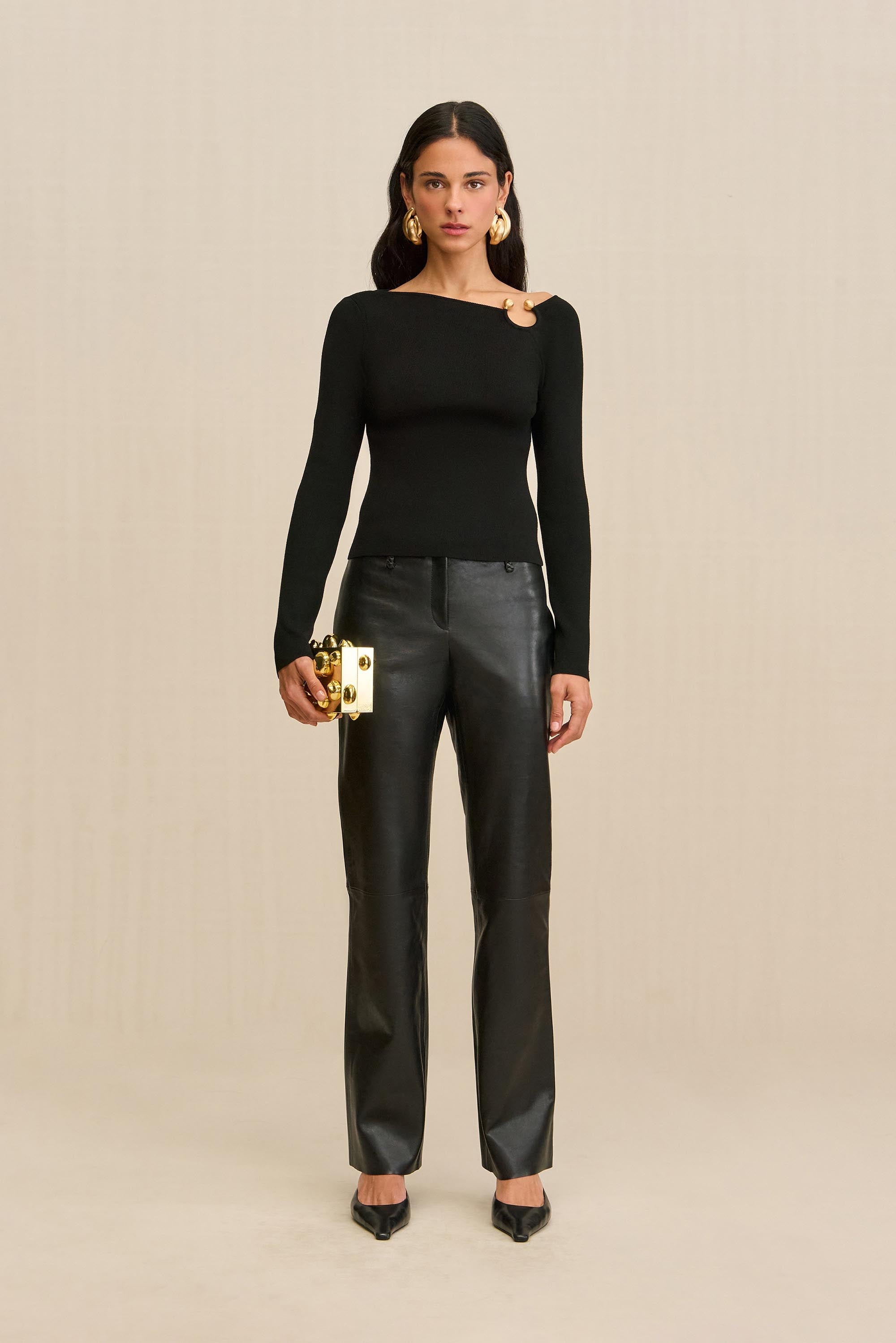 IRIS KNIT TOP - BLACK