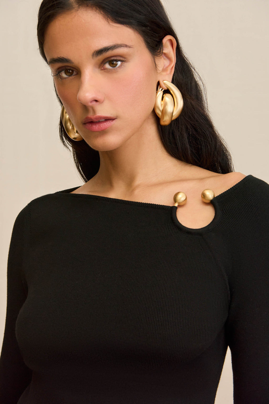 IRIS KNIT TOP - BLACK