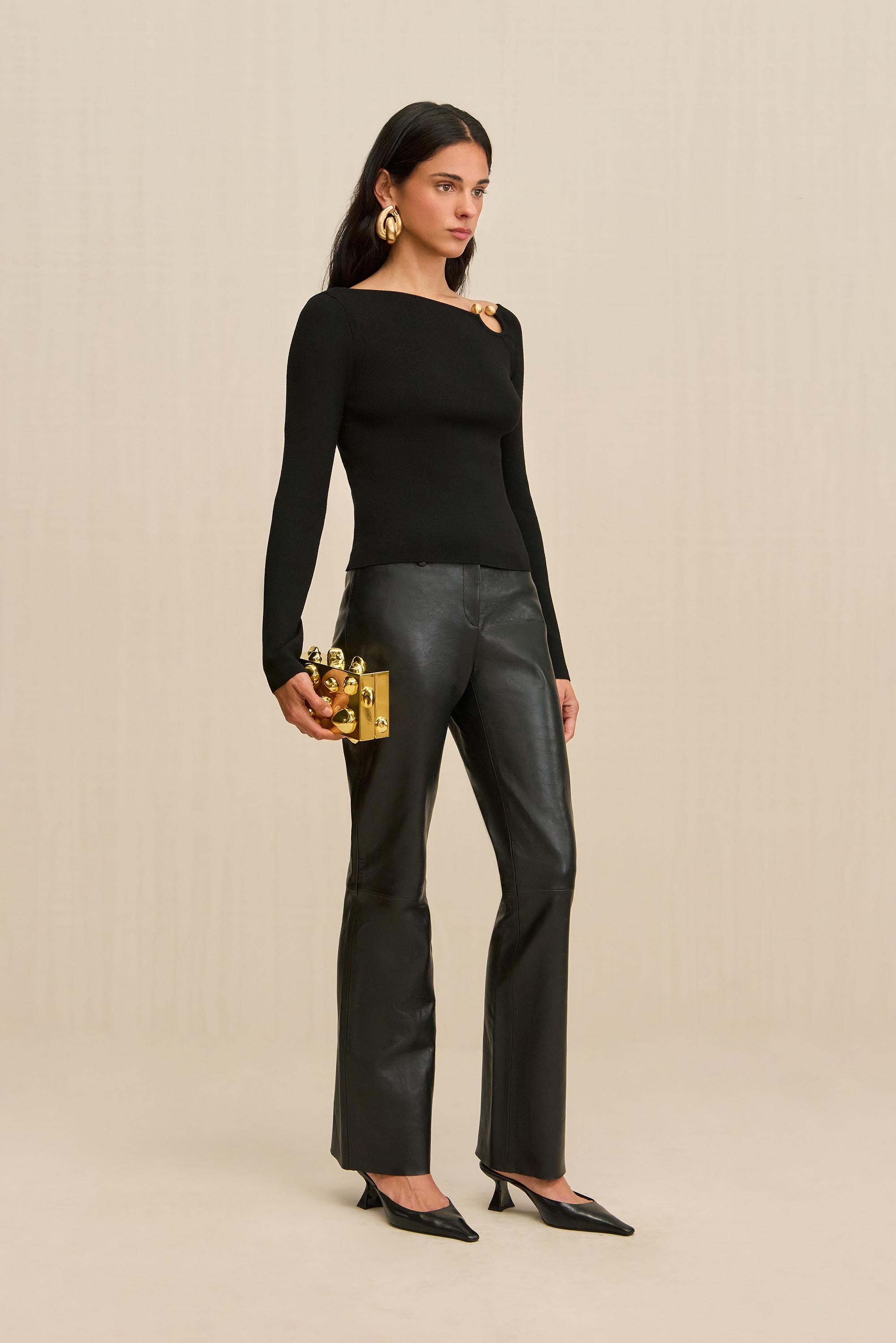 IRIS KNIT TOP - BLACK