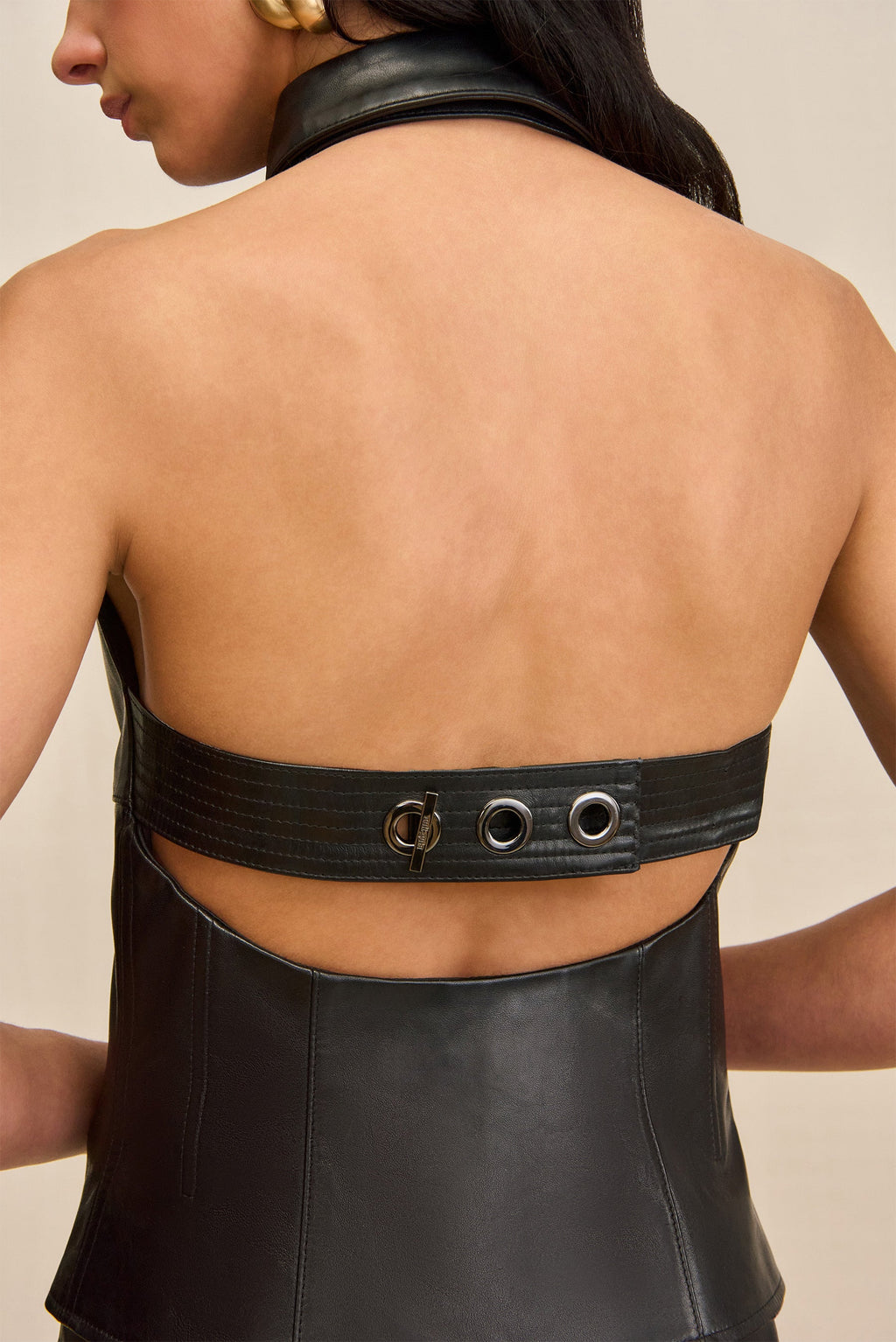 JILL TOP - BLACK LEATHER