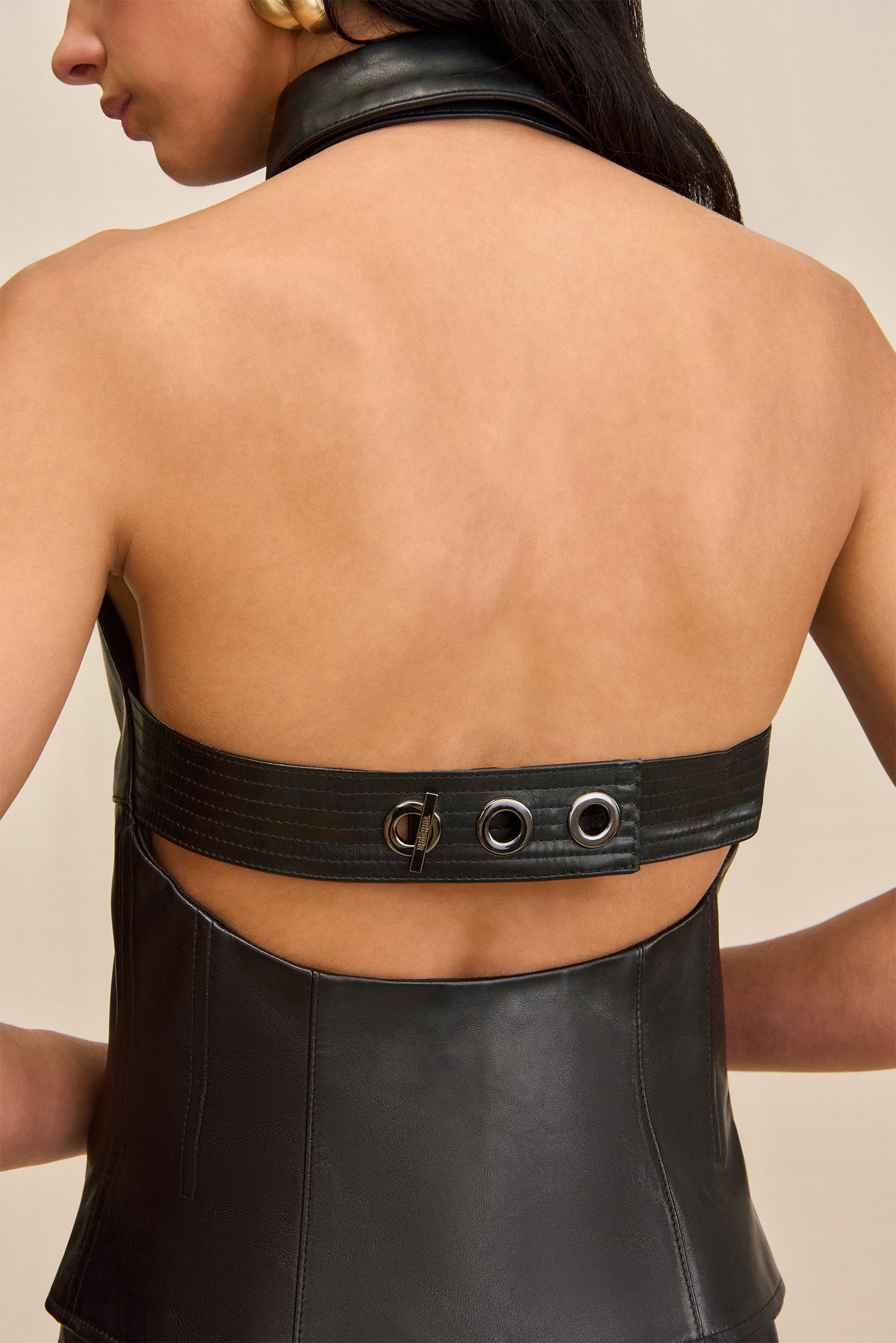 JILL TOP - BLACK LEATHER