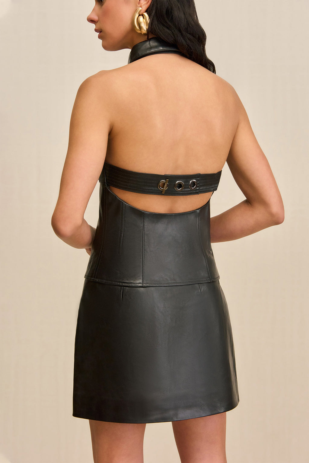 JILL TOP - BLACK LEATHER