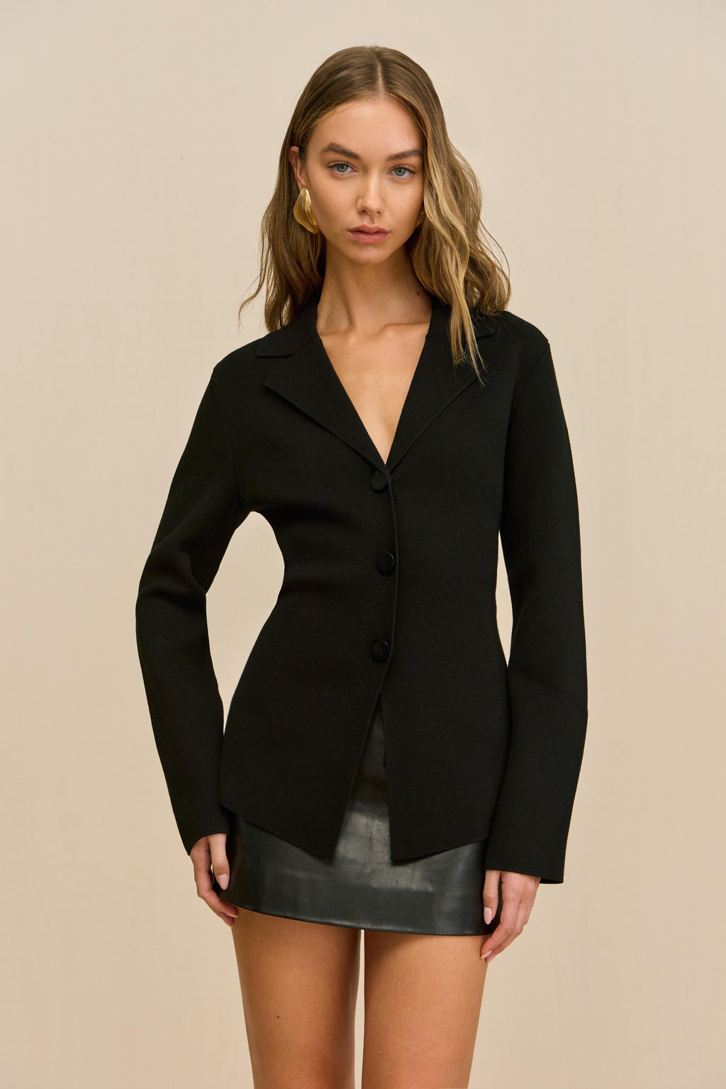 ELOMI KNIT CARDIGAN - BLACK