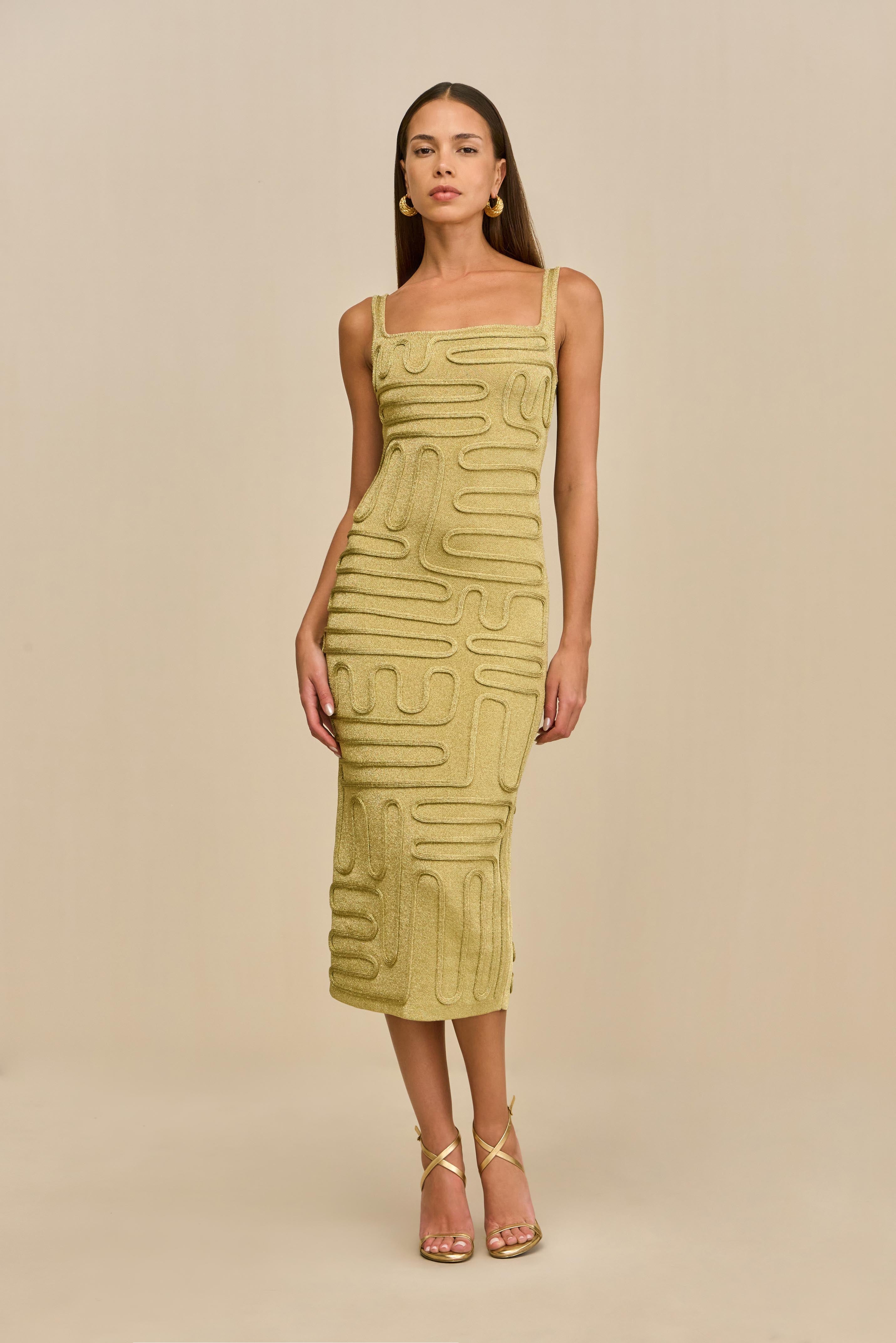KYMIA KNIT DRESS - GOLD