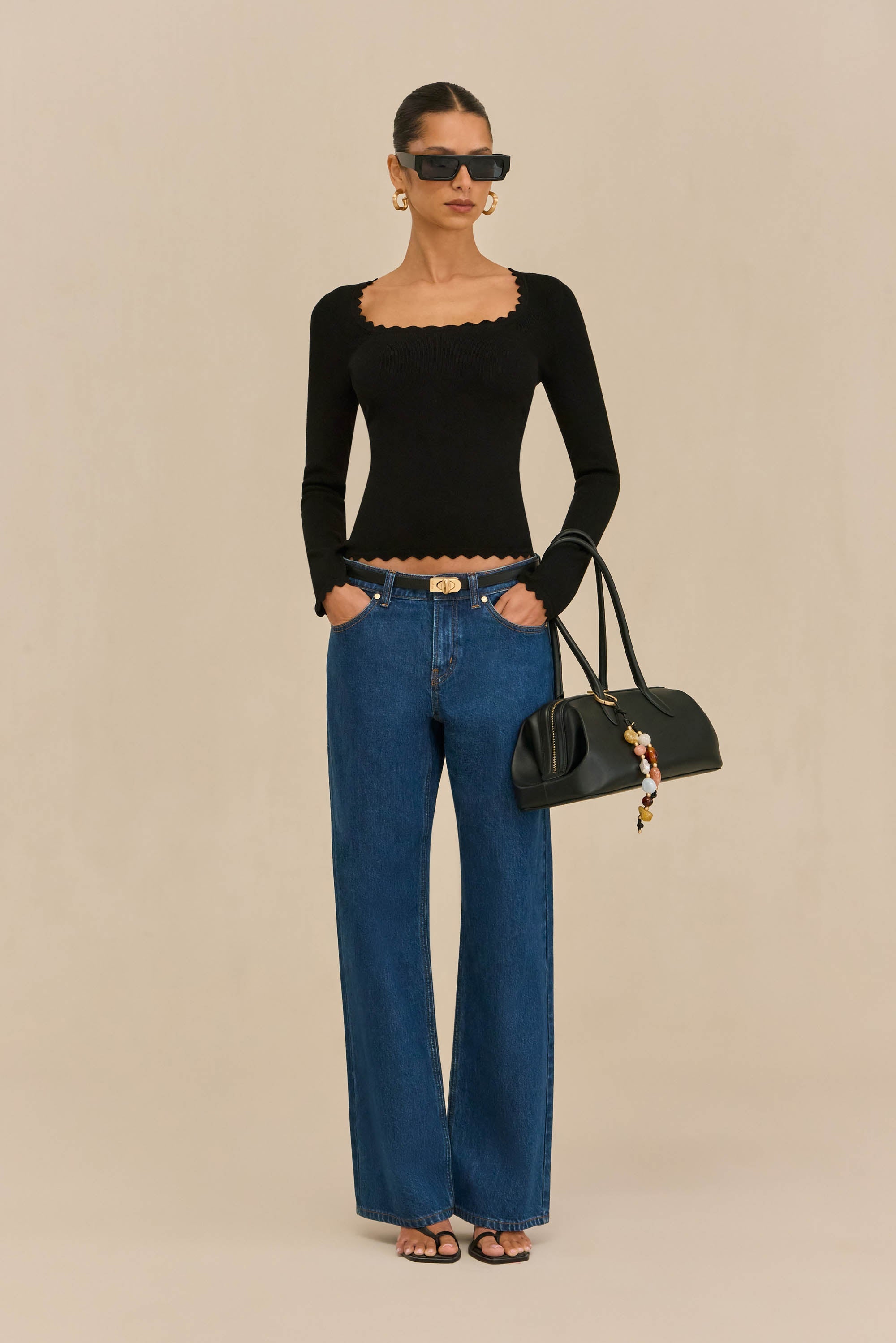 JEAN KNIT TOP - BLACK