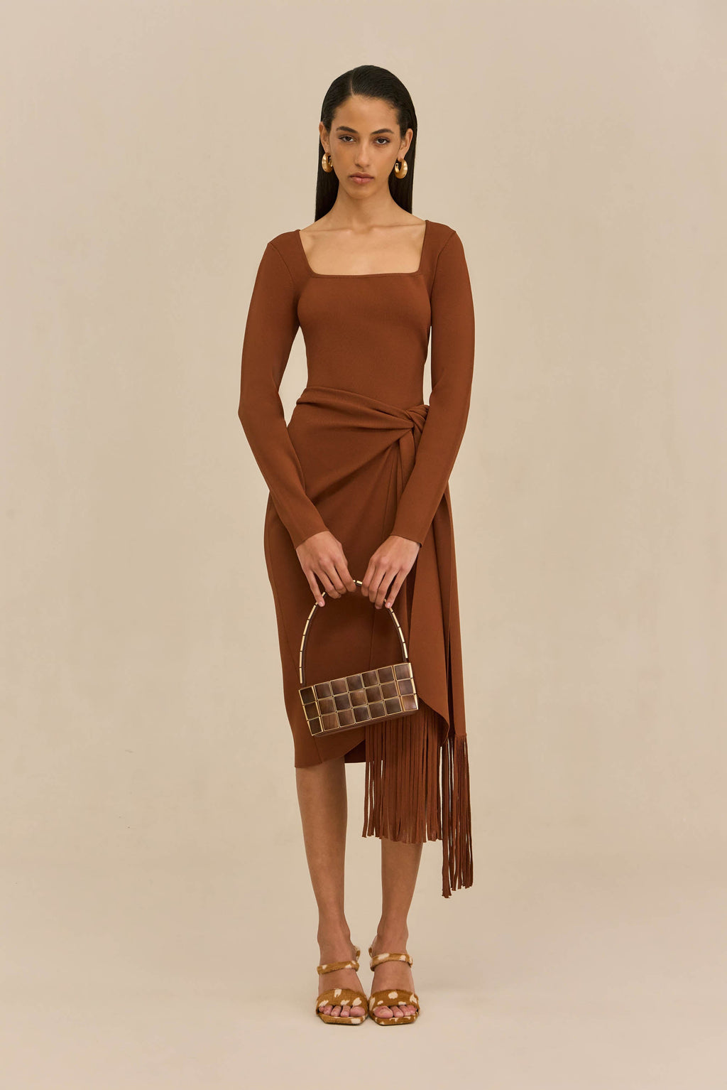 LERA KNIT DRESS - SADDLE
