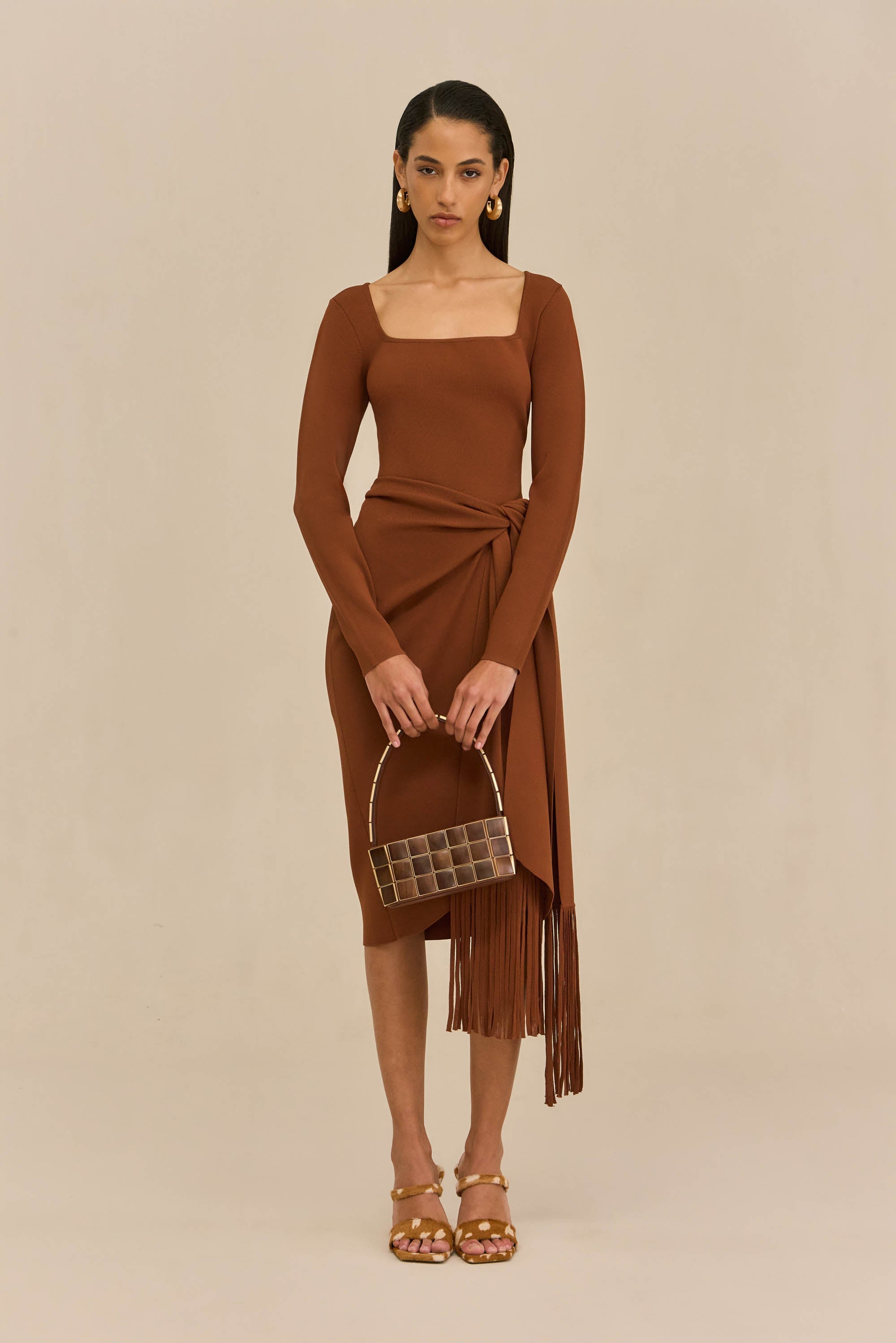 LERA KNIT DRESS - SADDLE