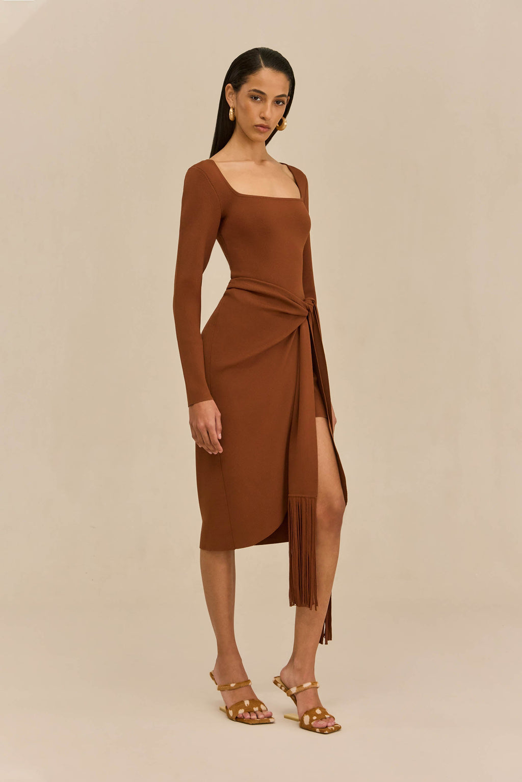 LERA KNIT DRESS - SADDLE