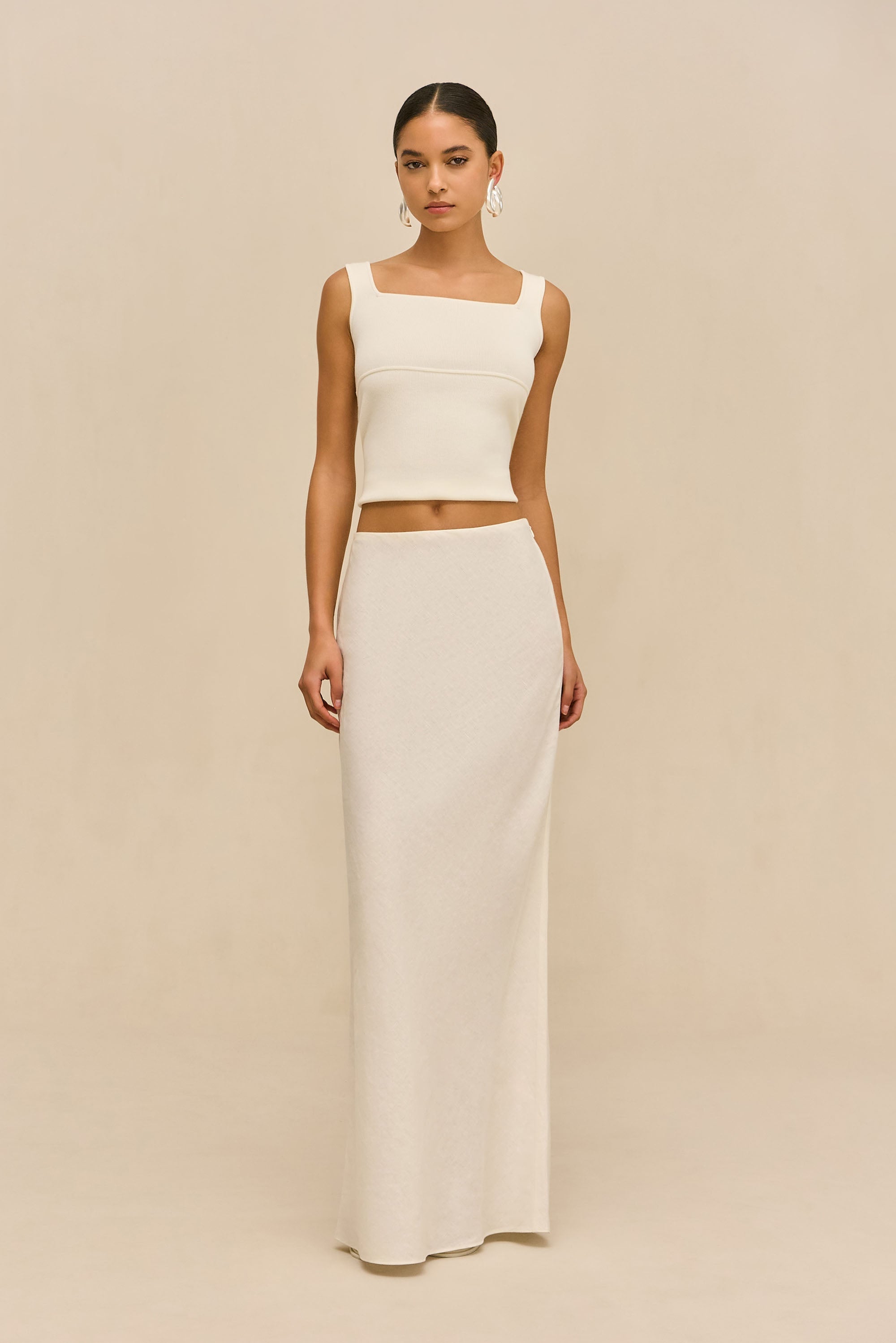 CHANTEL SKIRT - OFF WHITE LINEN