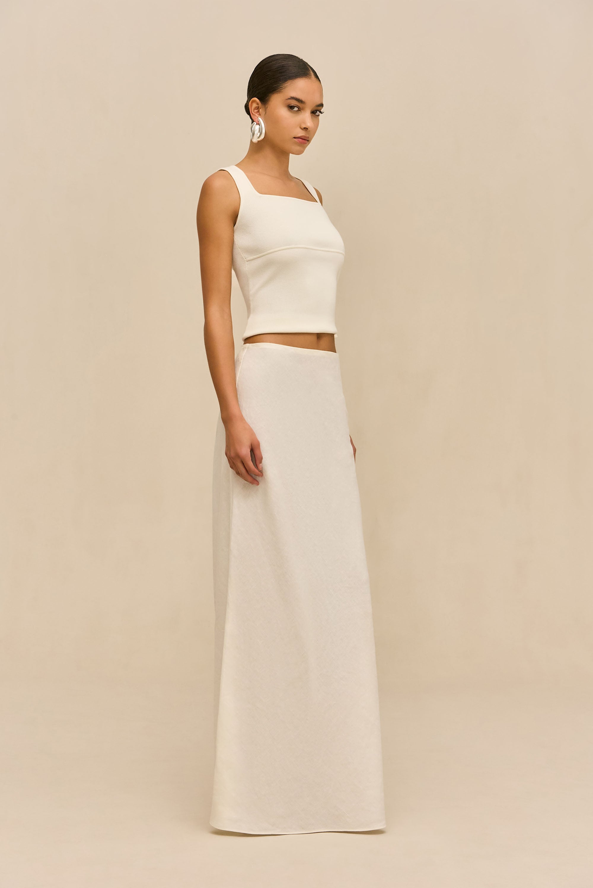 CHANTEL SKIRT - OFF WHITE LINEN