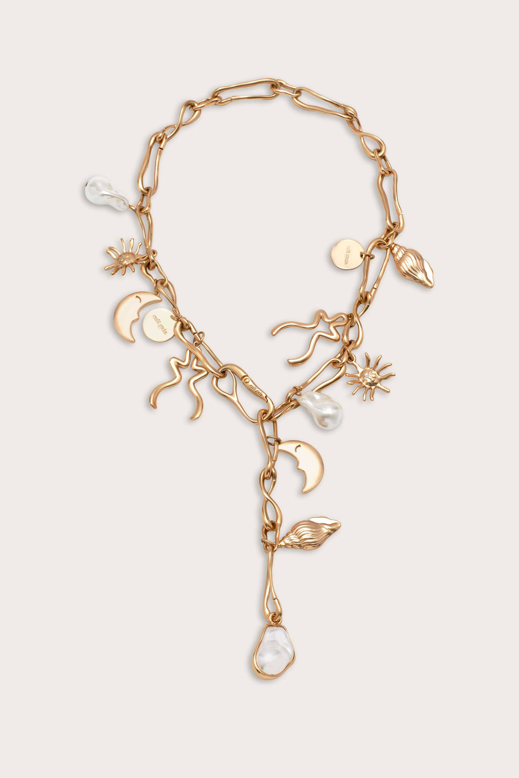 ASTRID CHARM NECKLACE - BRUSHED BRASS