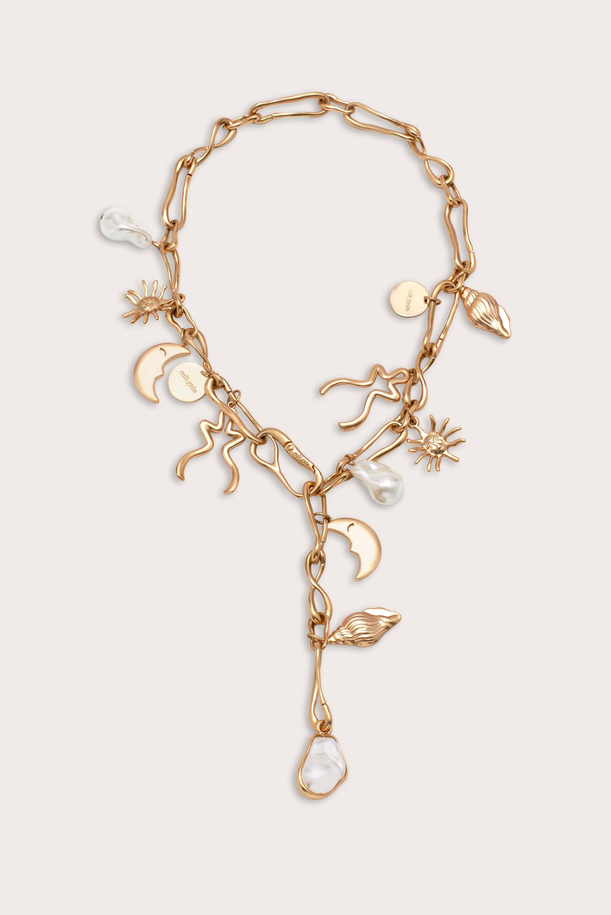 ASTRID CHARM NECKLACE - BRUSHED BRASS