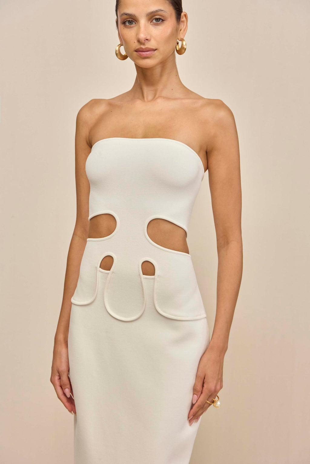 BRUNELO KNIT DRESS - OFF WHITE