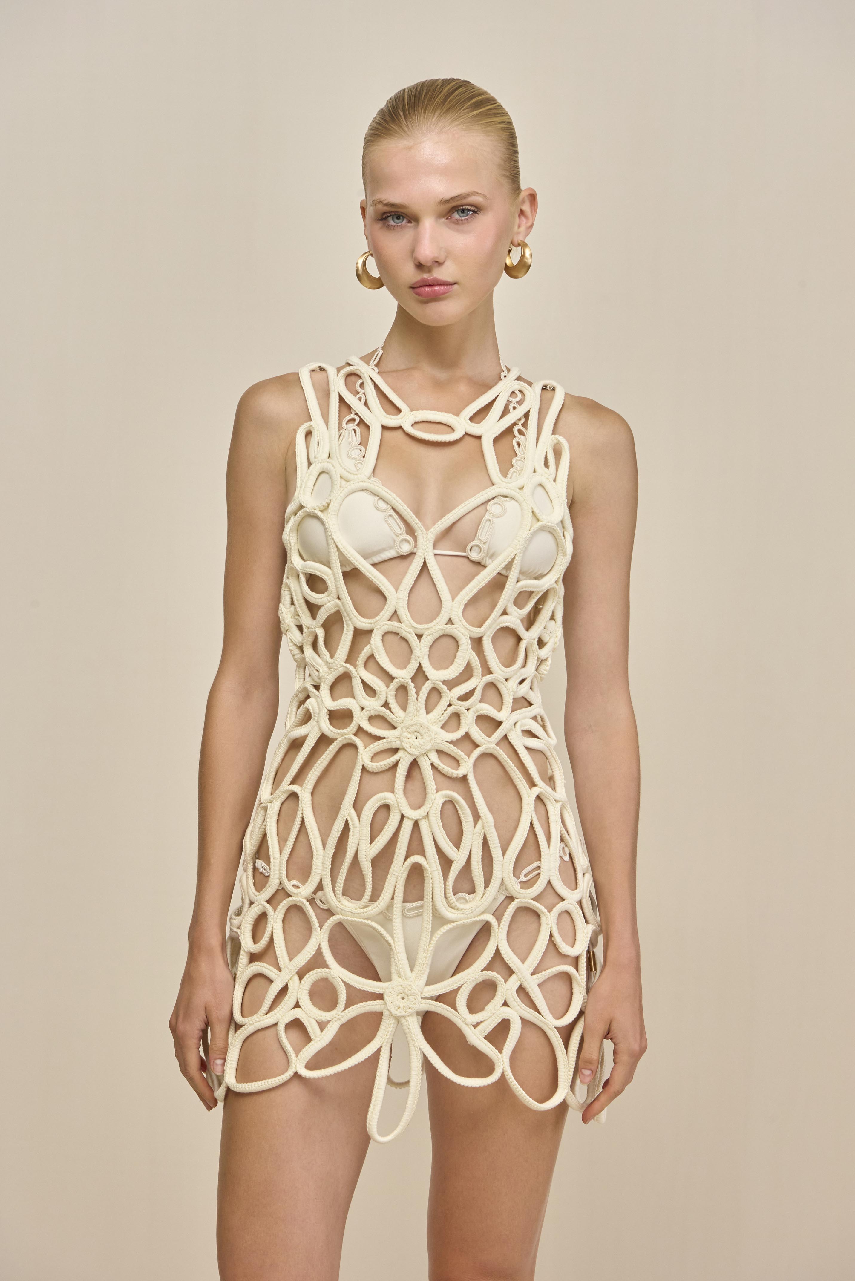 DANICA CROCHET DRESS - OFF WHITE