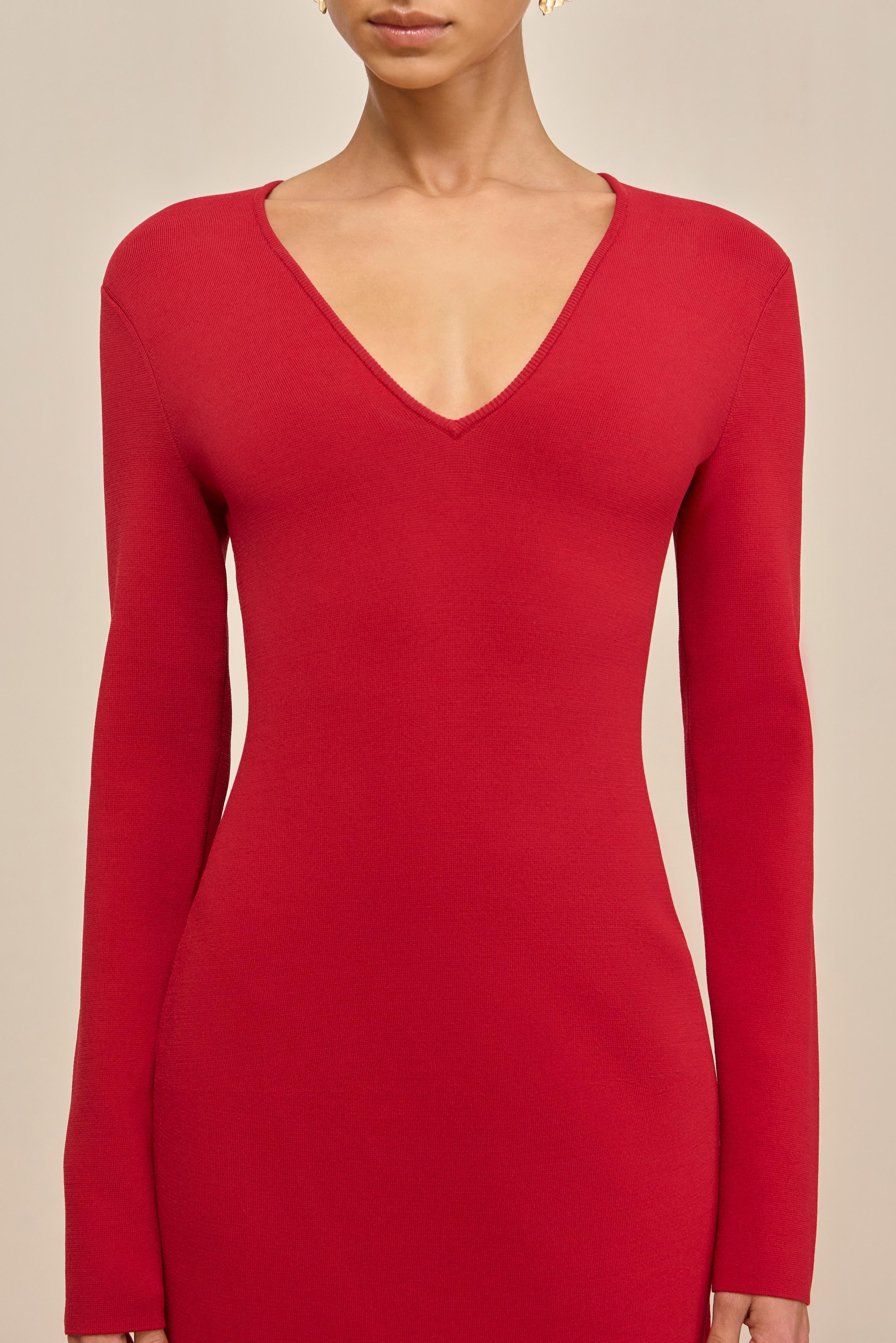 BOA KNIT DRESS - MERLOT