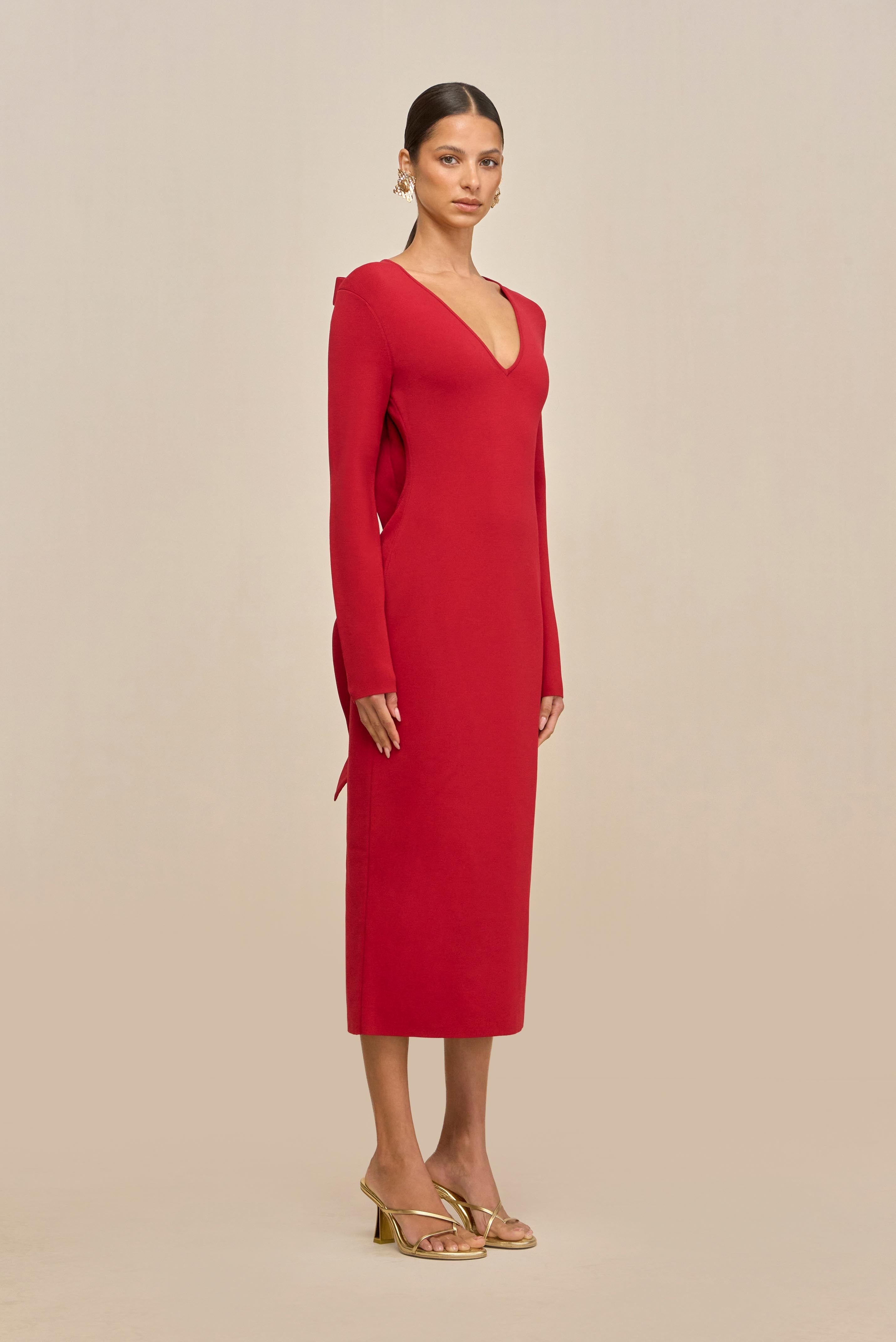 BOA KNIT DRESS - MERLOT