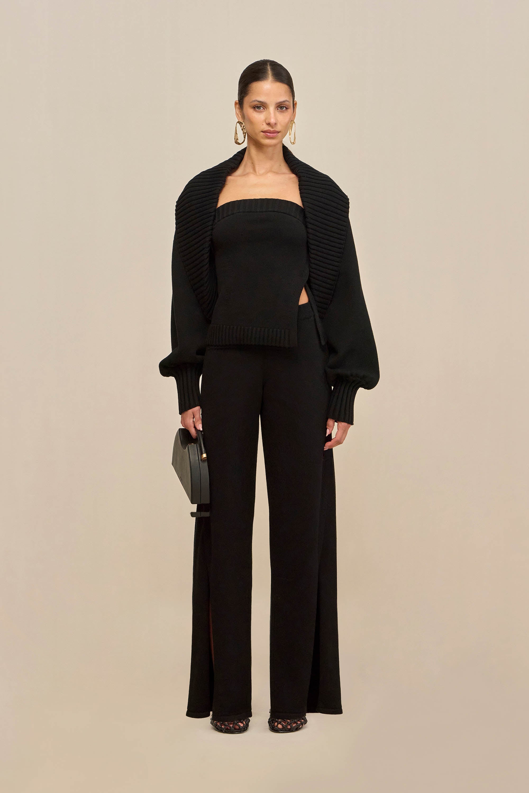 COREY KNIT CARDIGAN - BLACK