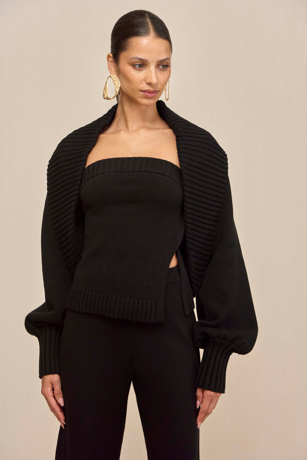 LOU KNIT TOP - BLACK