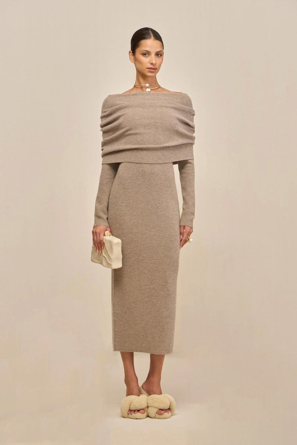 CARLINE KNIT DRESS - TOAST