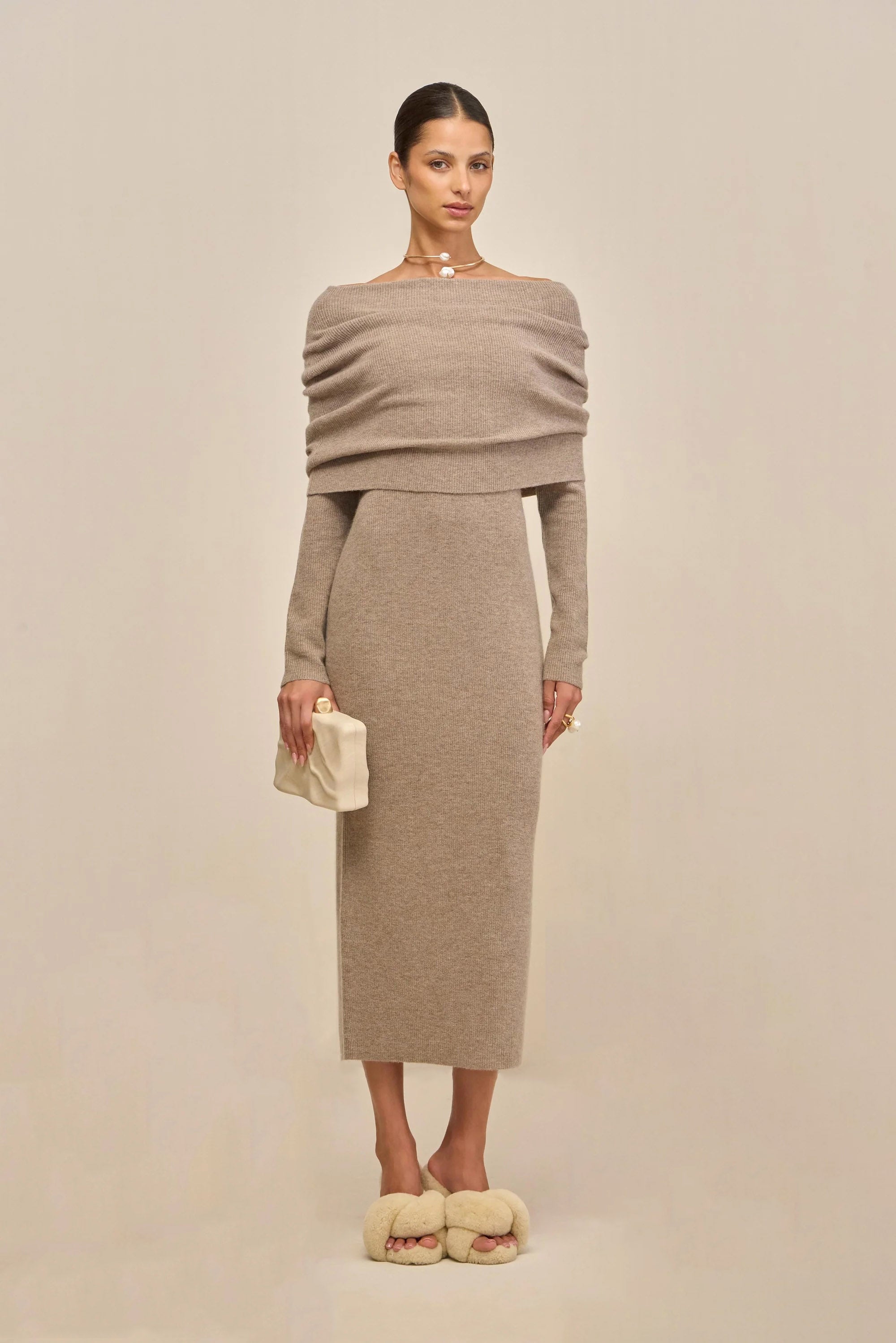 CARLINE KNIT DRESS - TOAST
