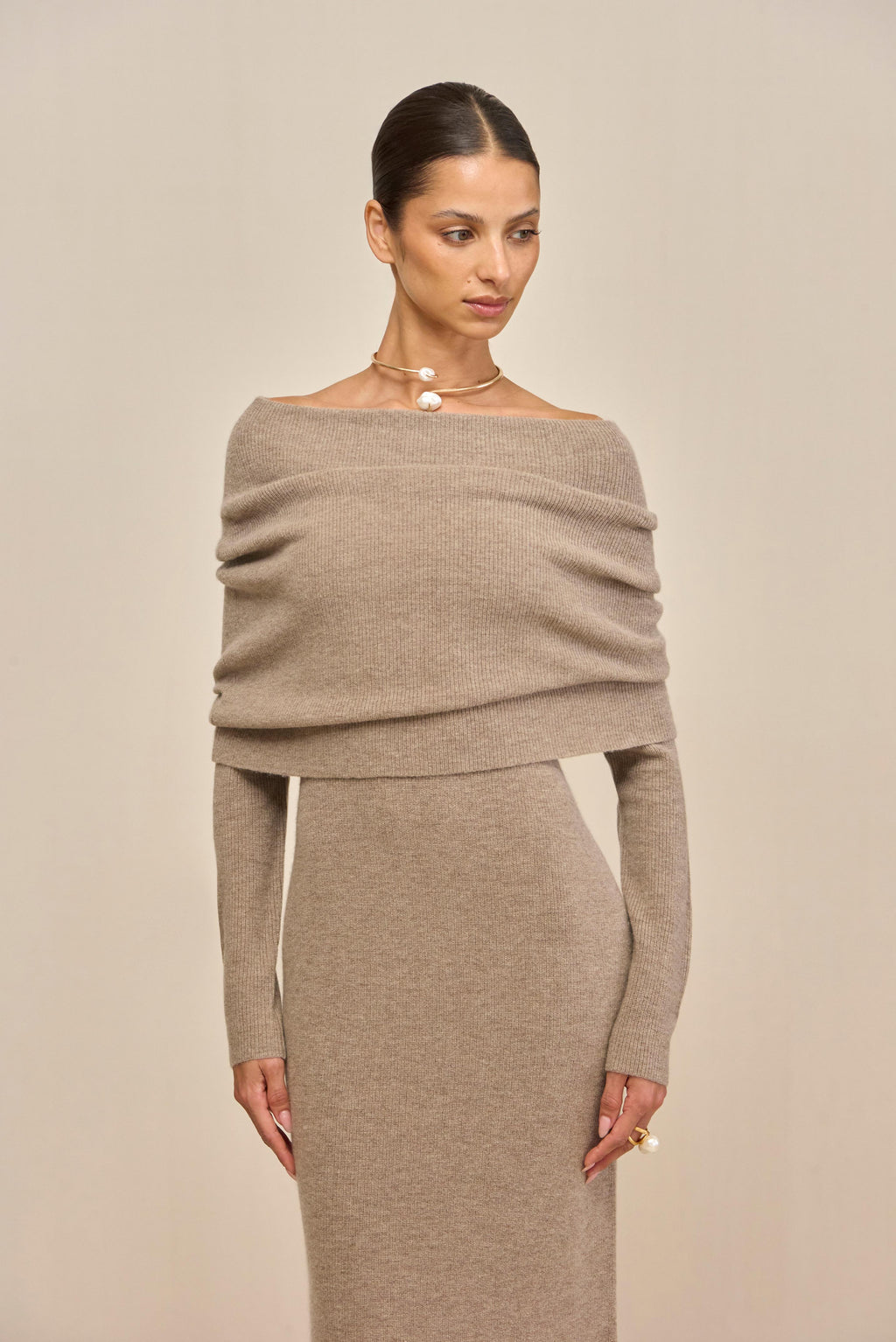 CARLINE KNIT DRESS - TOAST