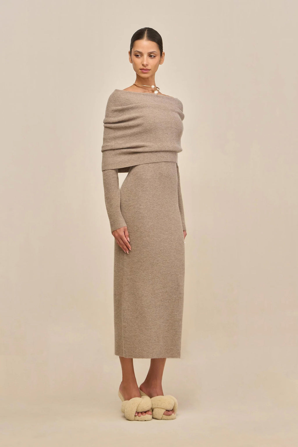 CARLINE KNIT DRESS - TOAST