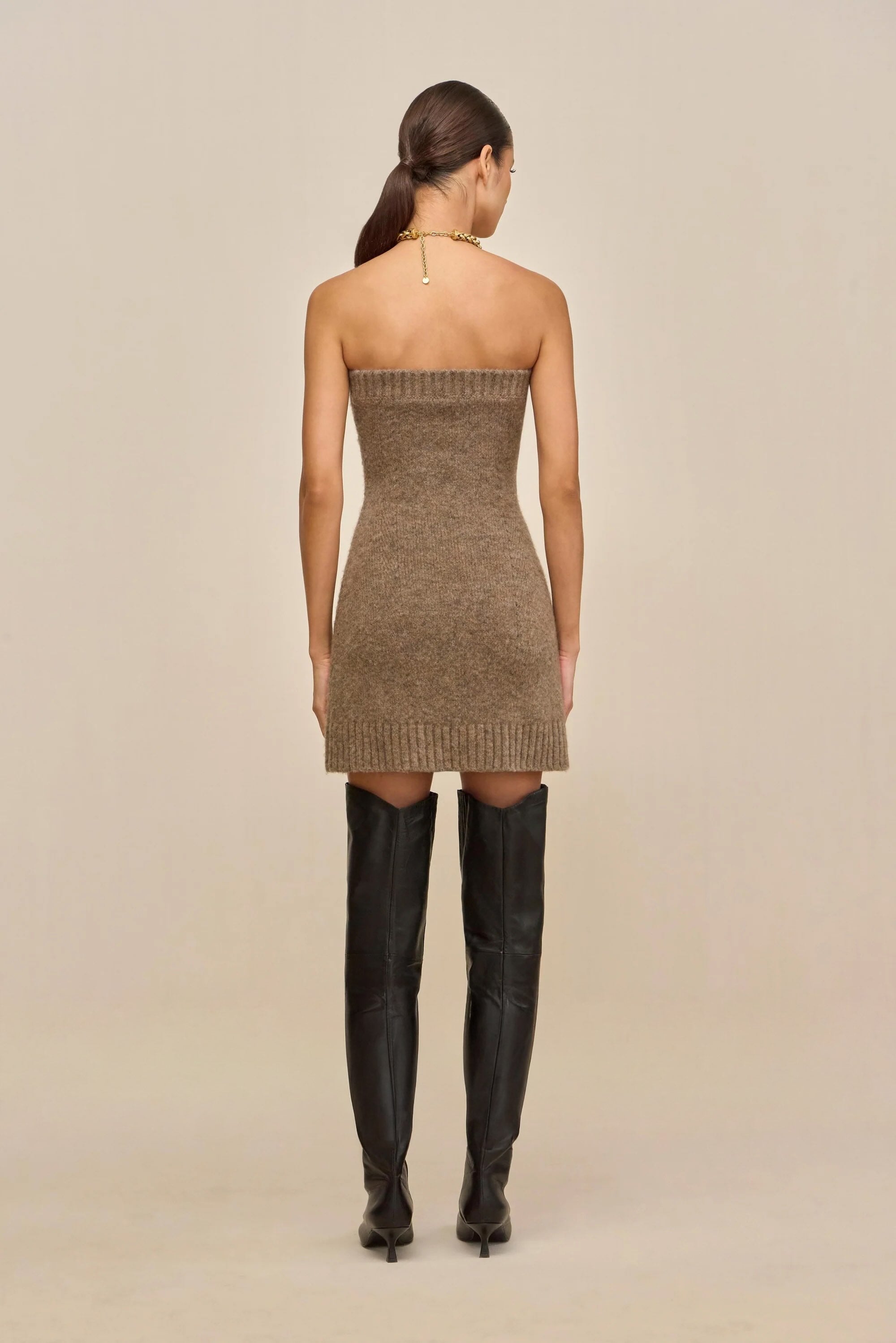HOLLAND KNIT DRESS - OTTER
