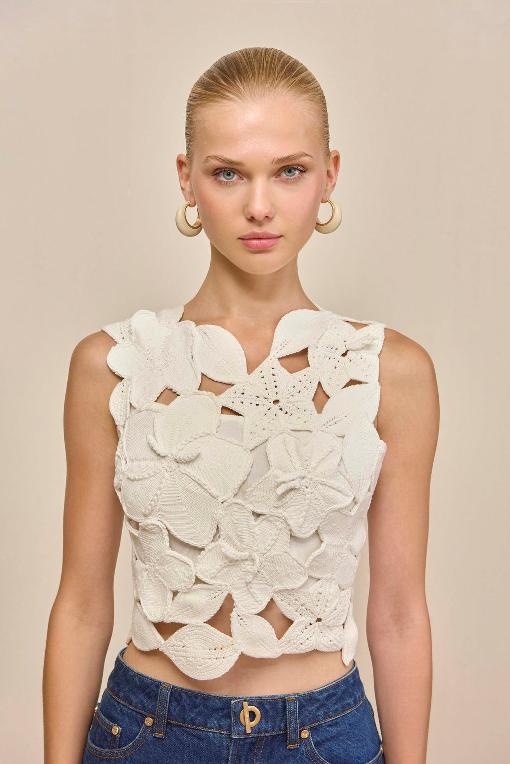 HARRINGTON CROCHET TOP - OFF WHITE