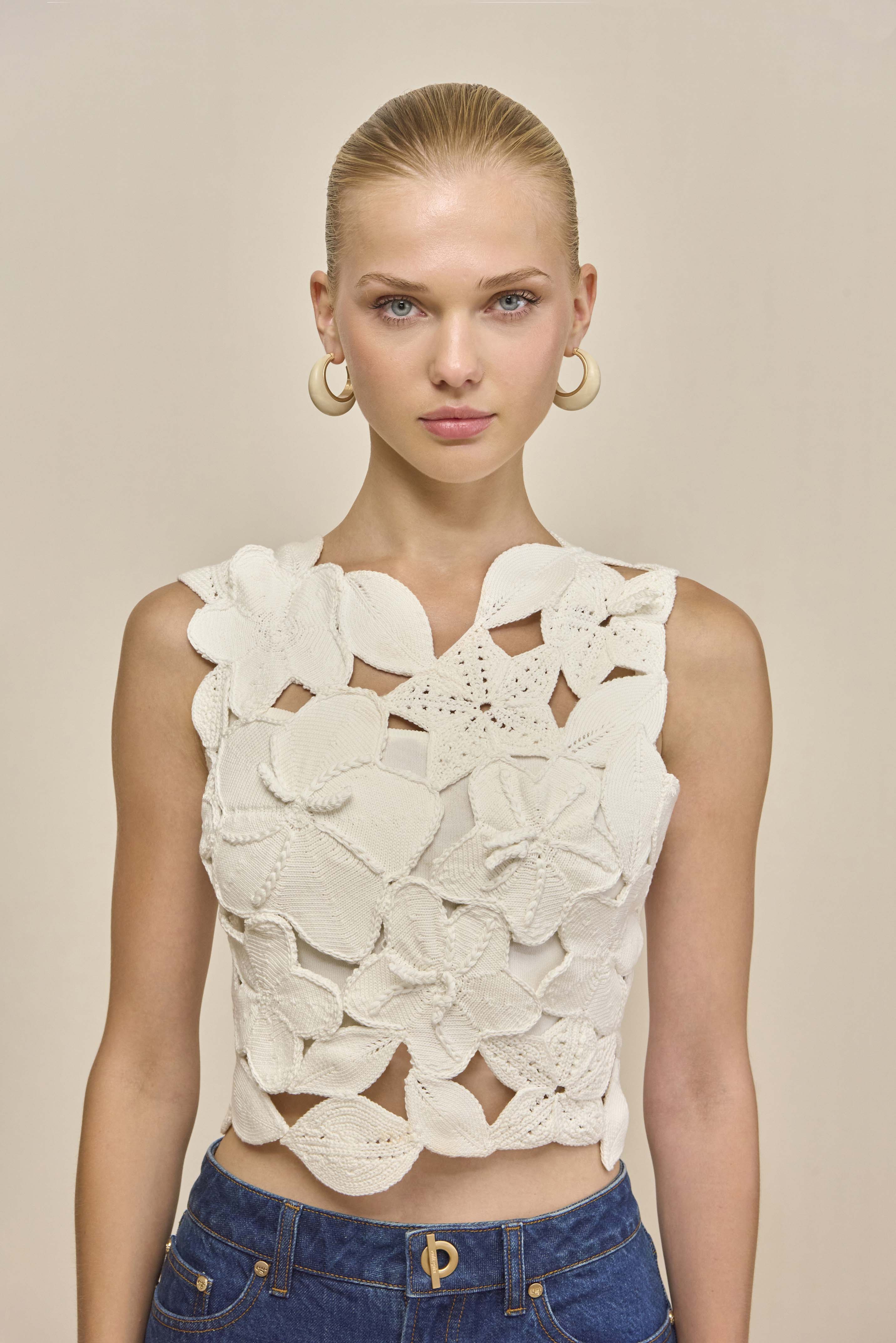 HARRINGTON CROCHET TOP - OFF WHITE