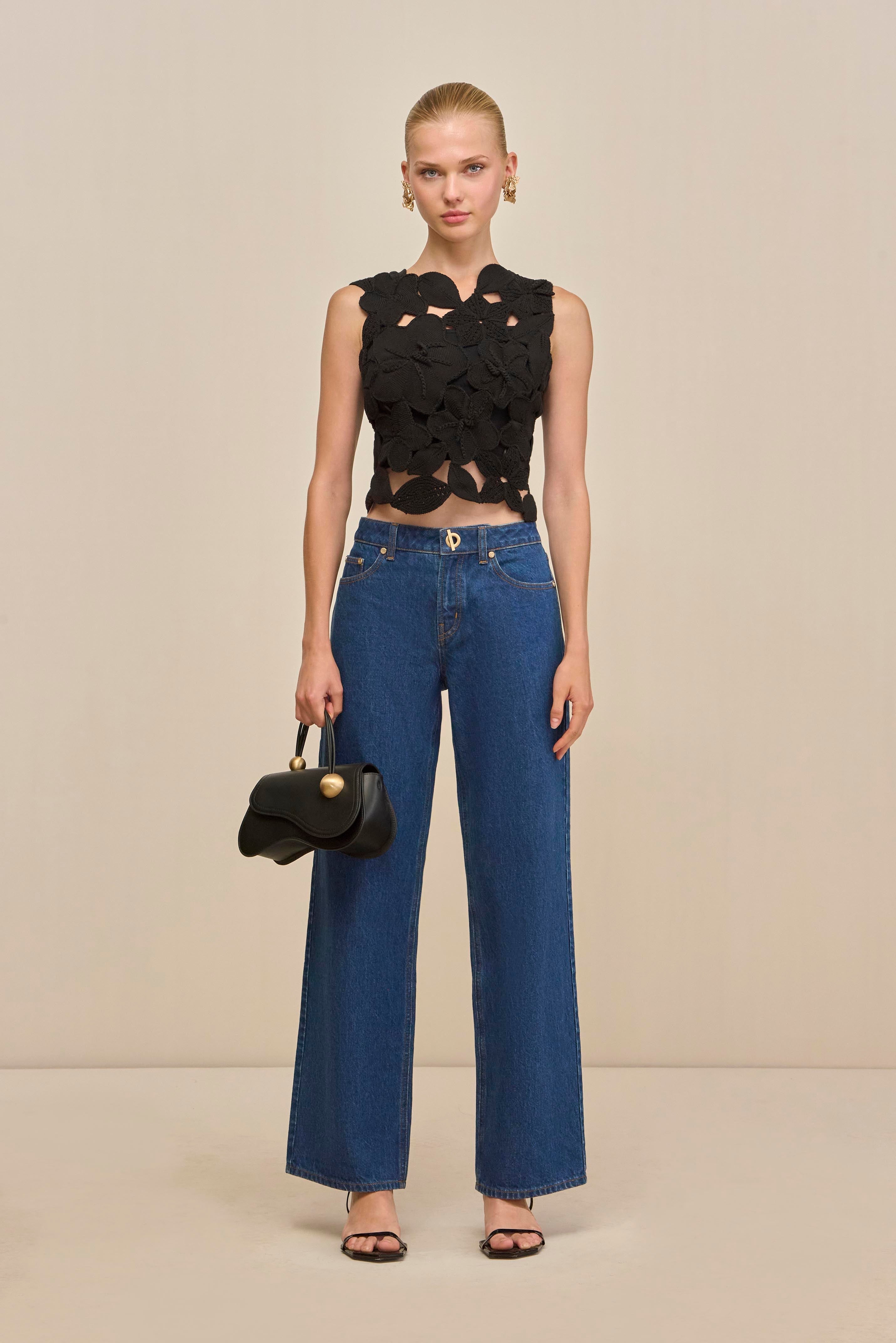 HARRINGTON CROCHET TOP - BLACK