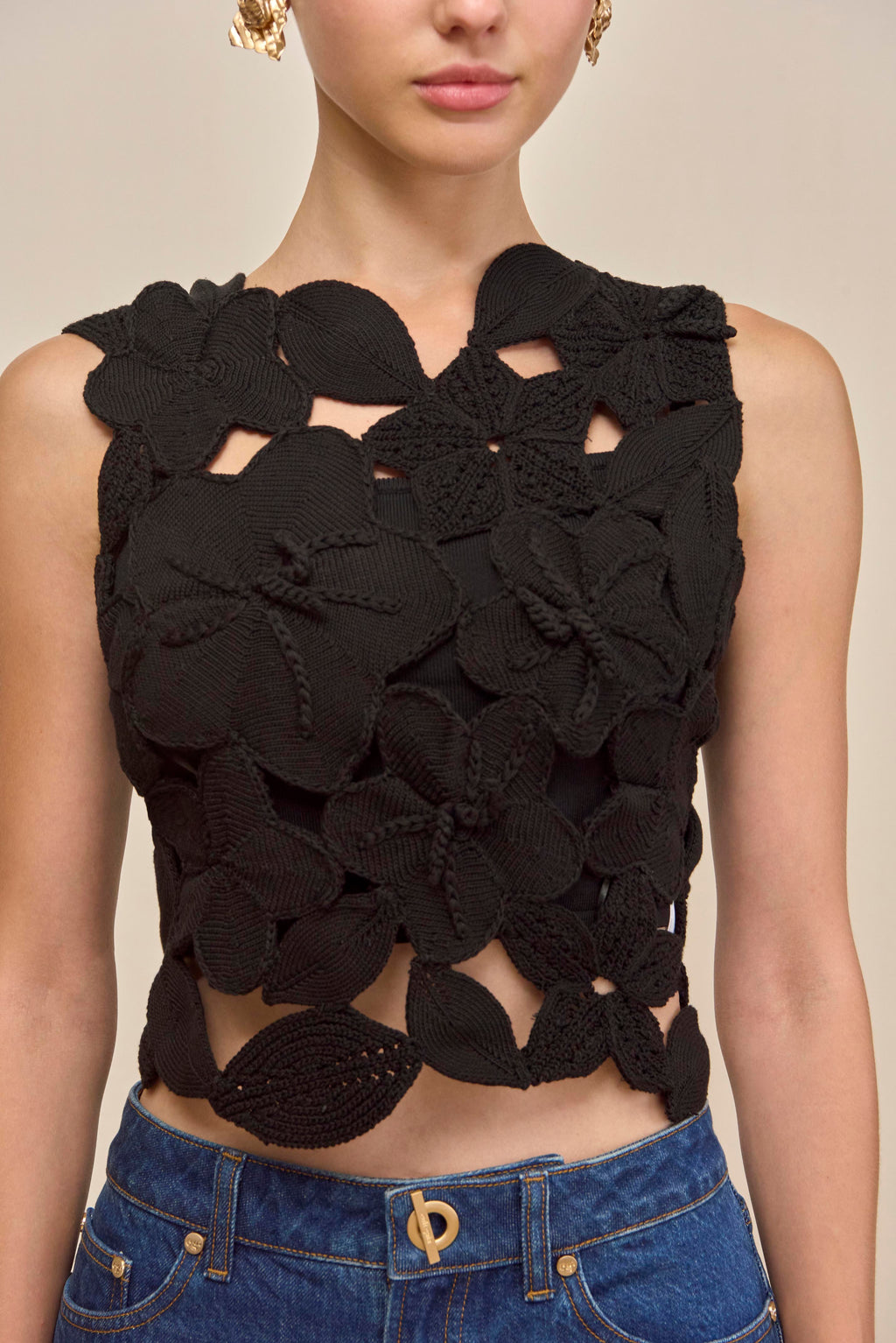 HARRINGTON CROCHET TOP - BLACK