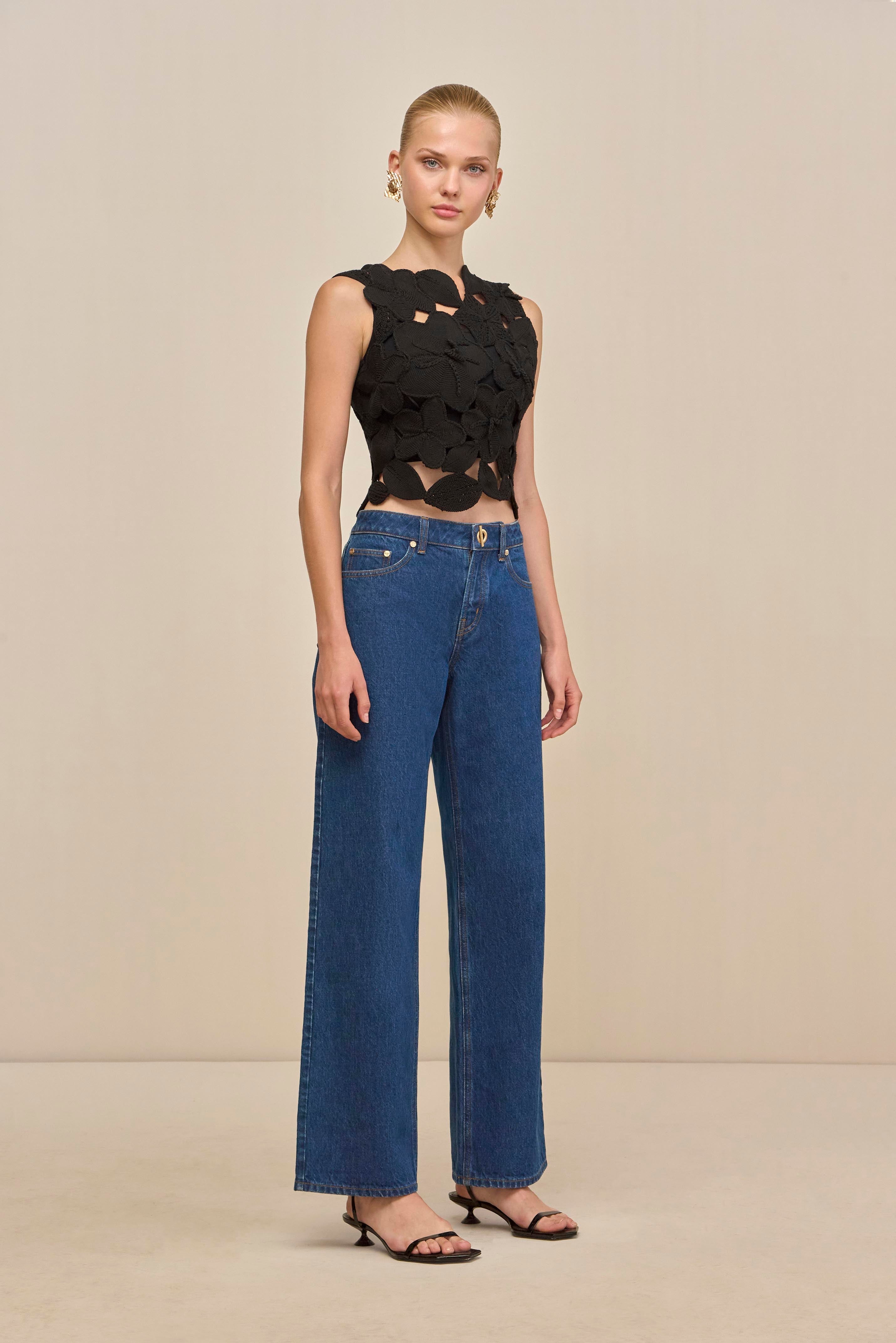 HARRINGTON CROCHET TOP - BLACK