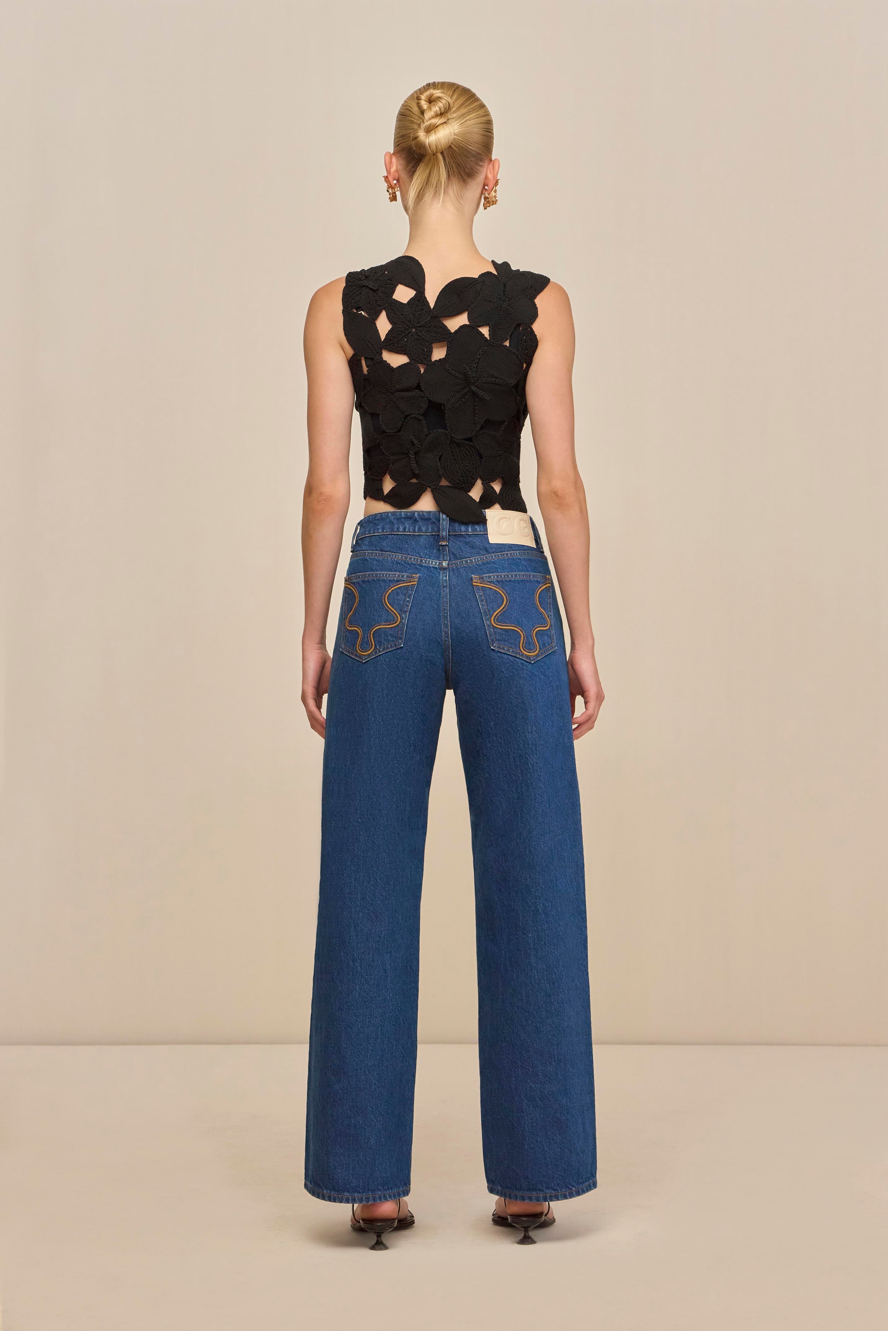 HARRINGTON CROCHET TOP - BLACK