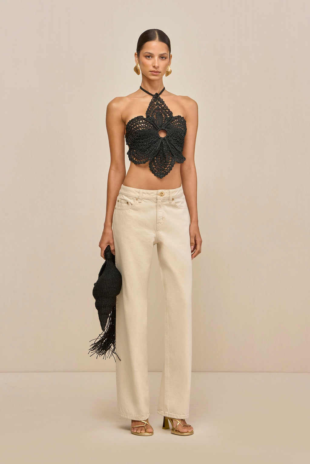 DARLENA CROCHET TOP - BLACK