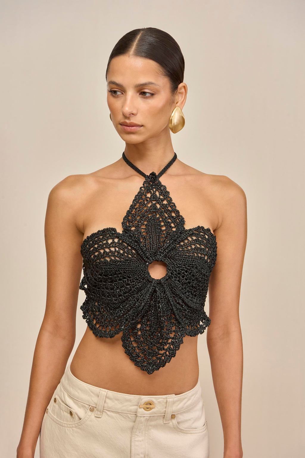 DARLENA CROCHET TOP - BLACK