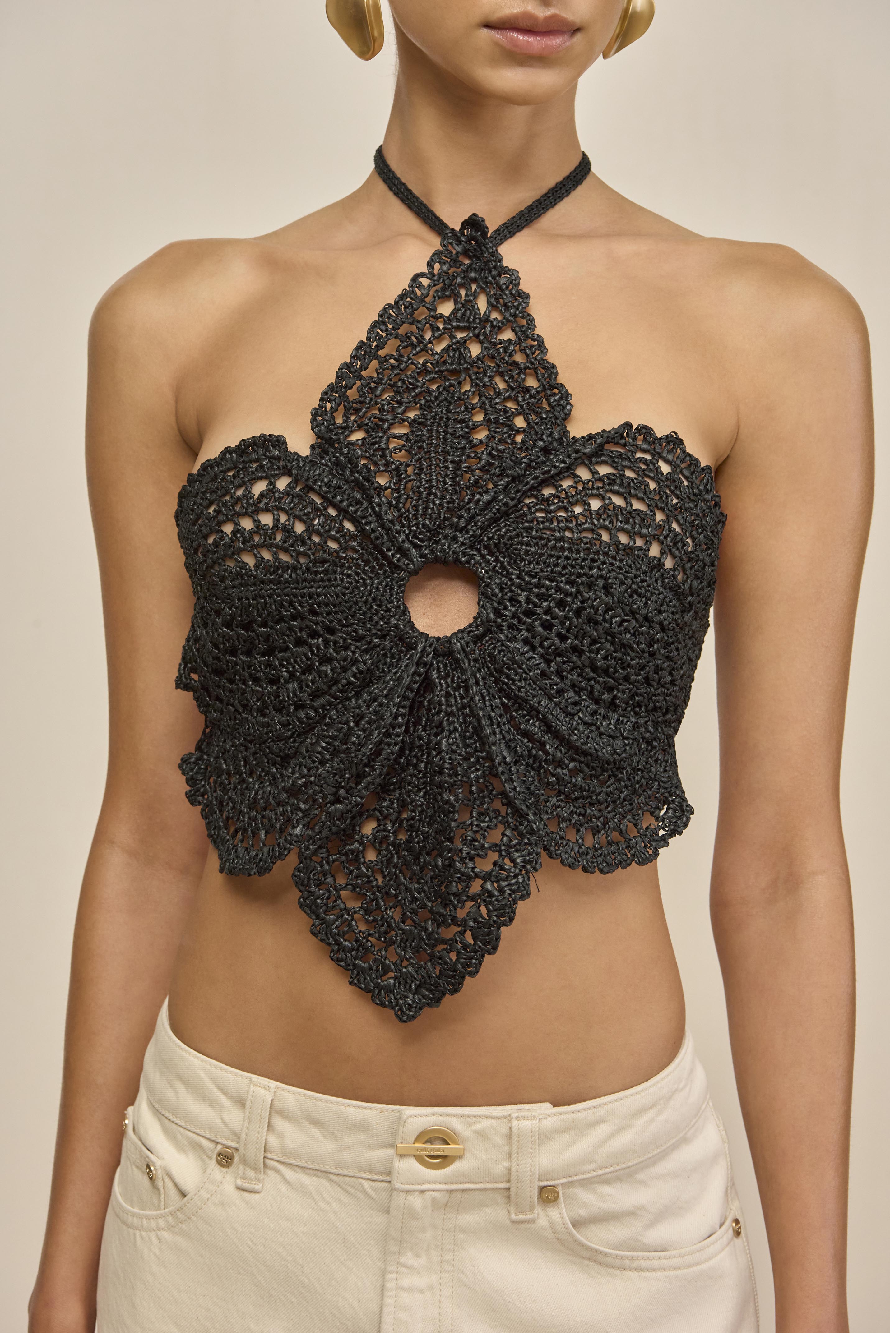 DARLENA CROCHET TOP - BLACK