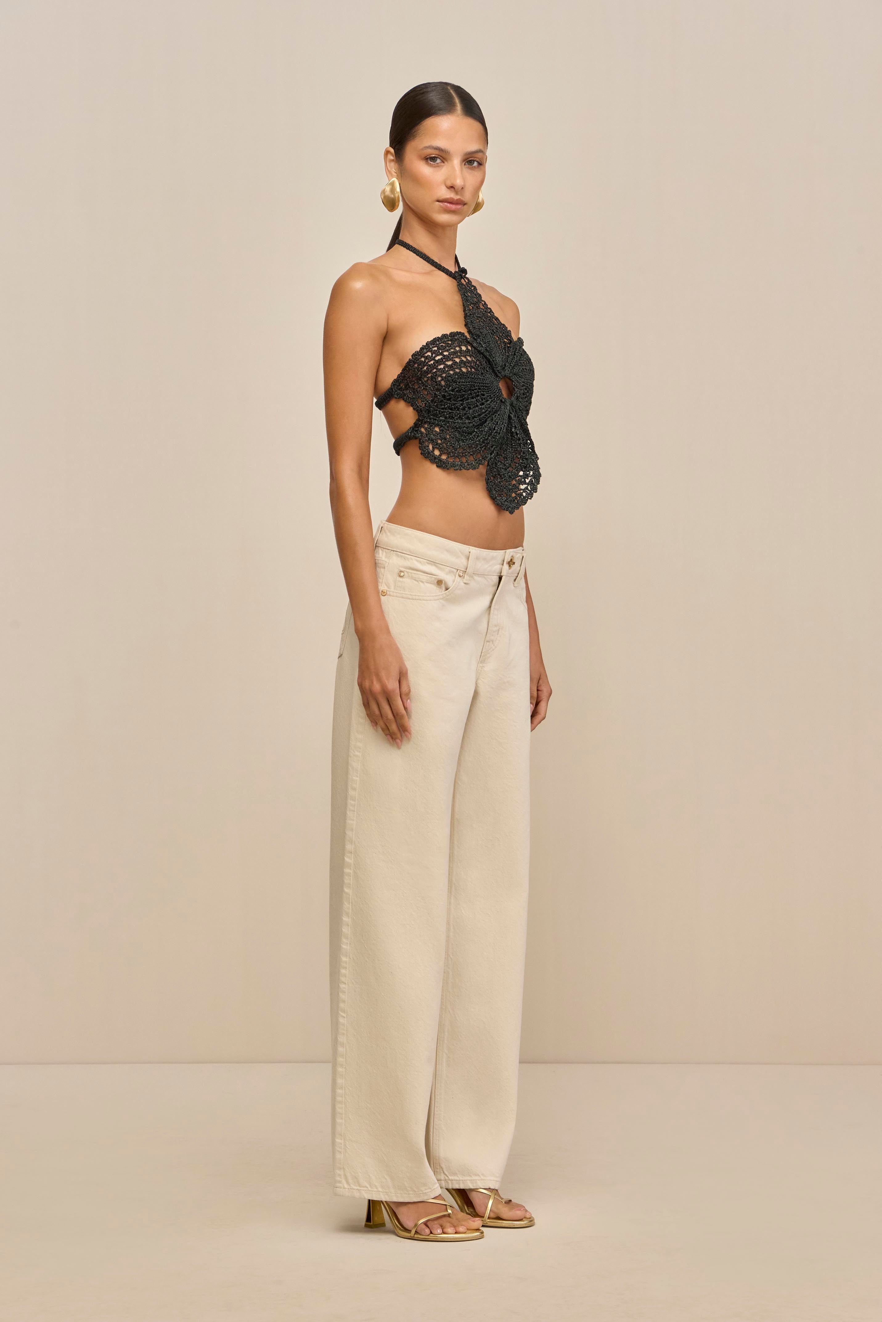 DARLENA CROCHET TOP - BLACK