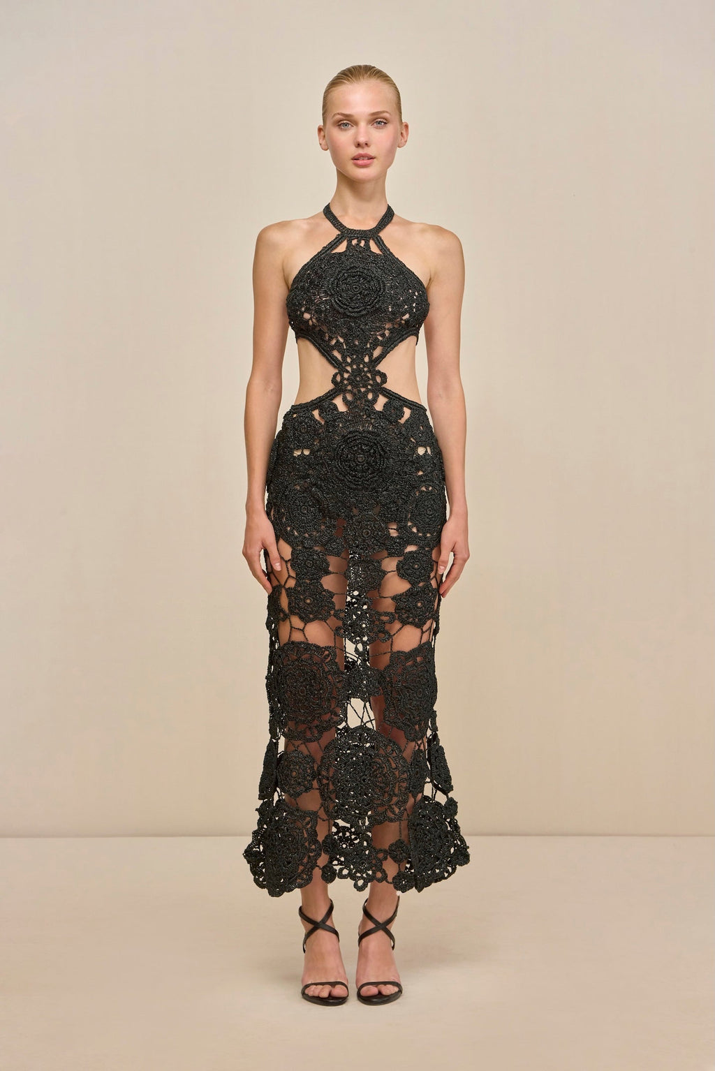 ACCALIA CROCHET GOWN - BLACK