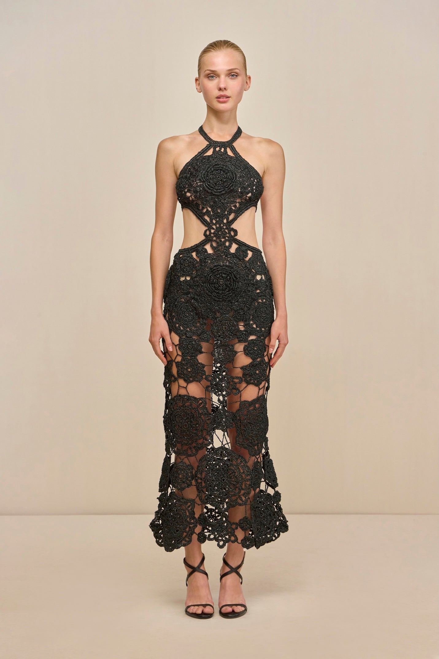 ACCALIA CROCHET GOWN - BLACK