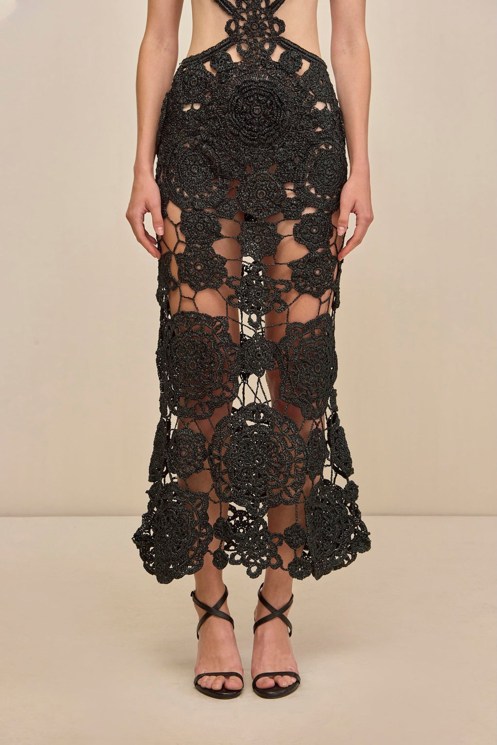 ACCALIA CROCHET GOWN - BLACK