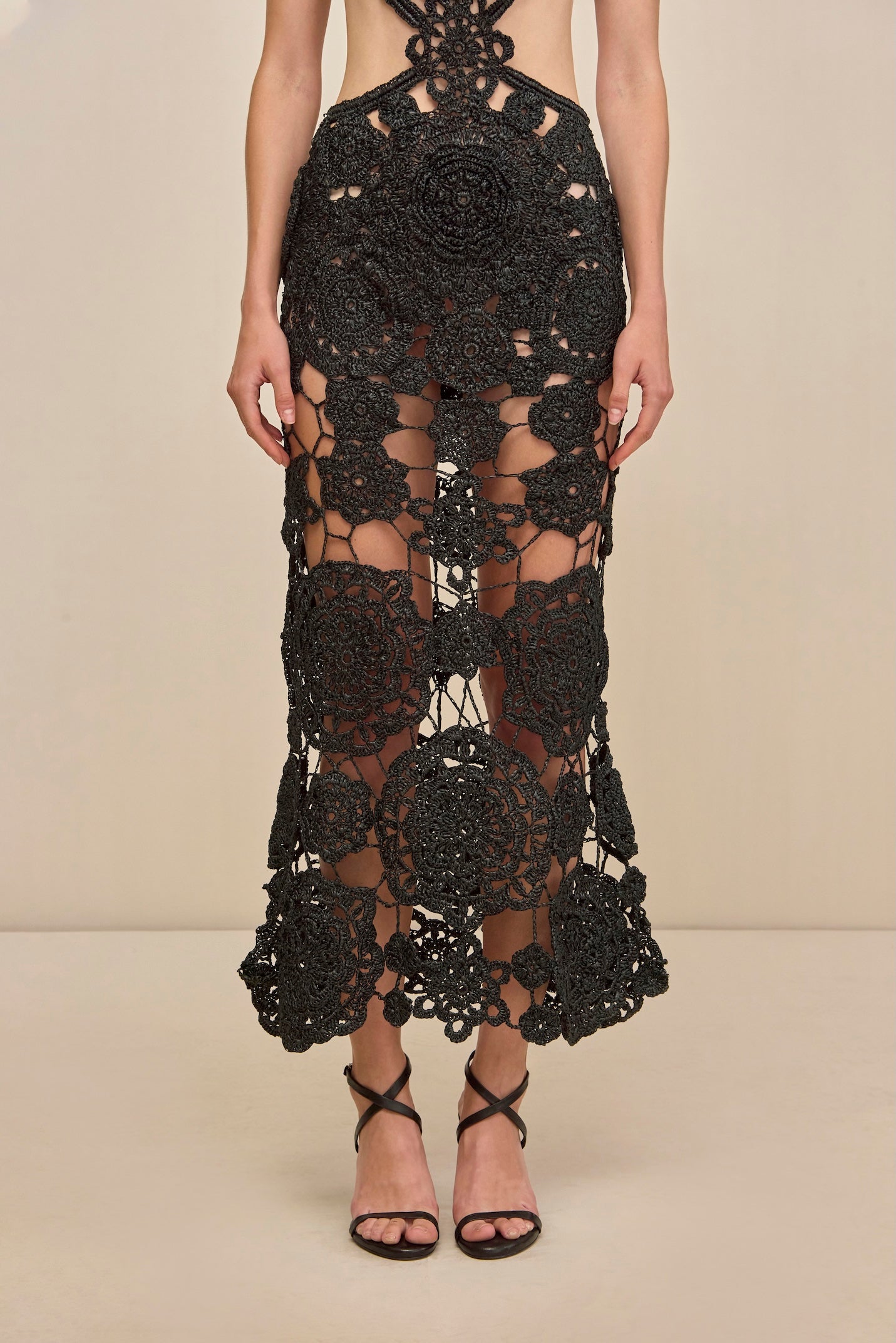 ACCALIA CROCHET GOWN - BLACK